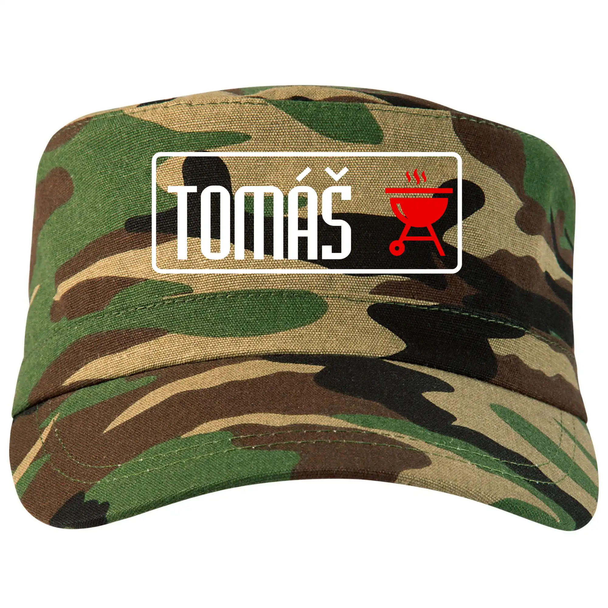 Tričká a zástery na grilovanie - Tričko na grilovanie s vlastným menom - Šiltovka CAMO