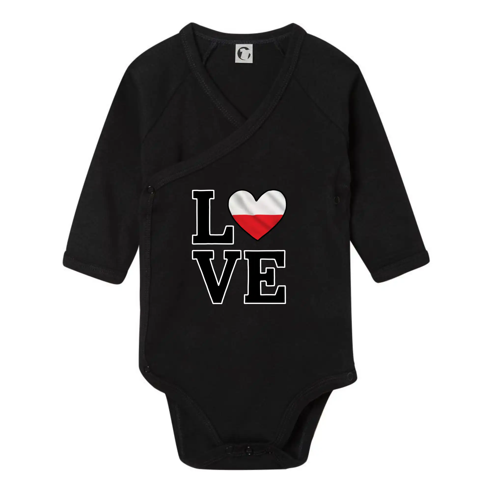 Motívy štátnych vlajok - Love Poľská vlajka - Body zavinovacie s dlhým rukávom