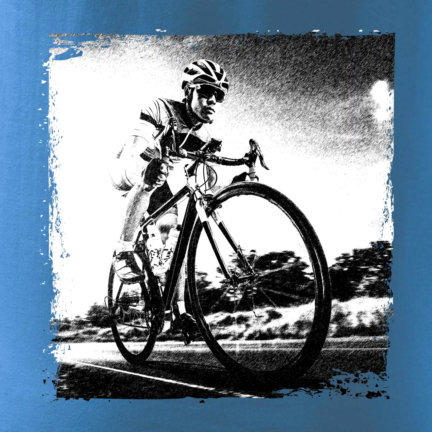 Cyklista černobílá cesta