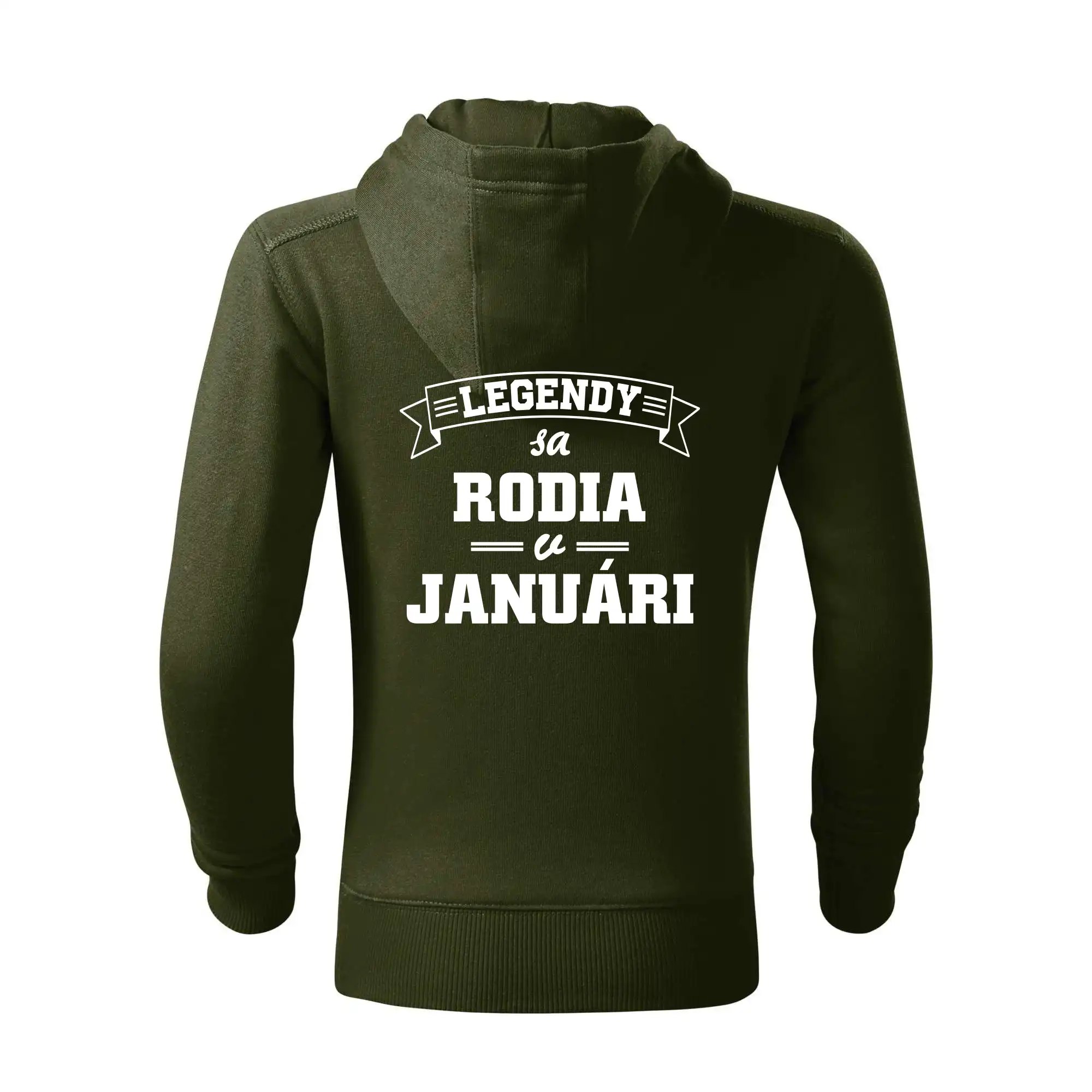 Tričká pre narodených v januári - Legendy sa rodia v januári - Mikina detská s kapucňou a zipsom