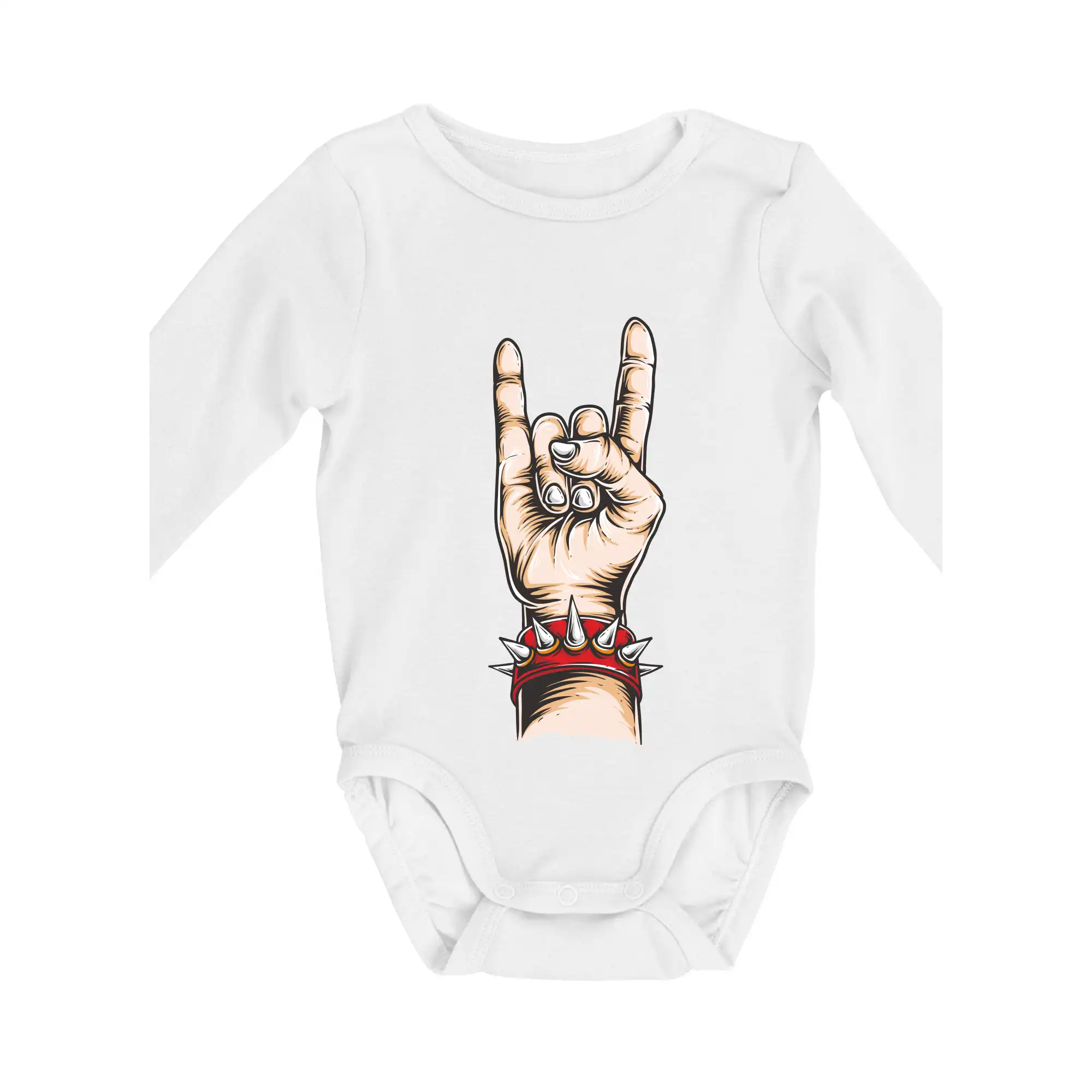 Hudobné tričká - Rocková ruka s náramkom - Body dojčenské s dlhým rukávom
