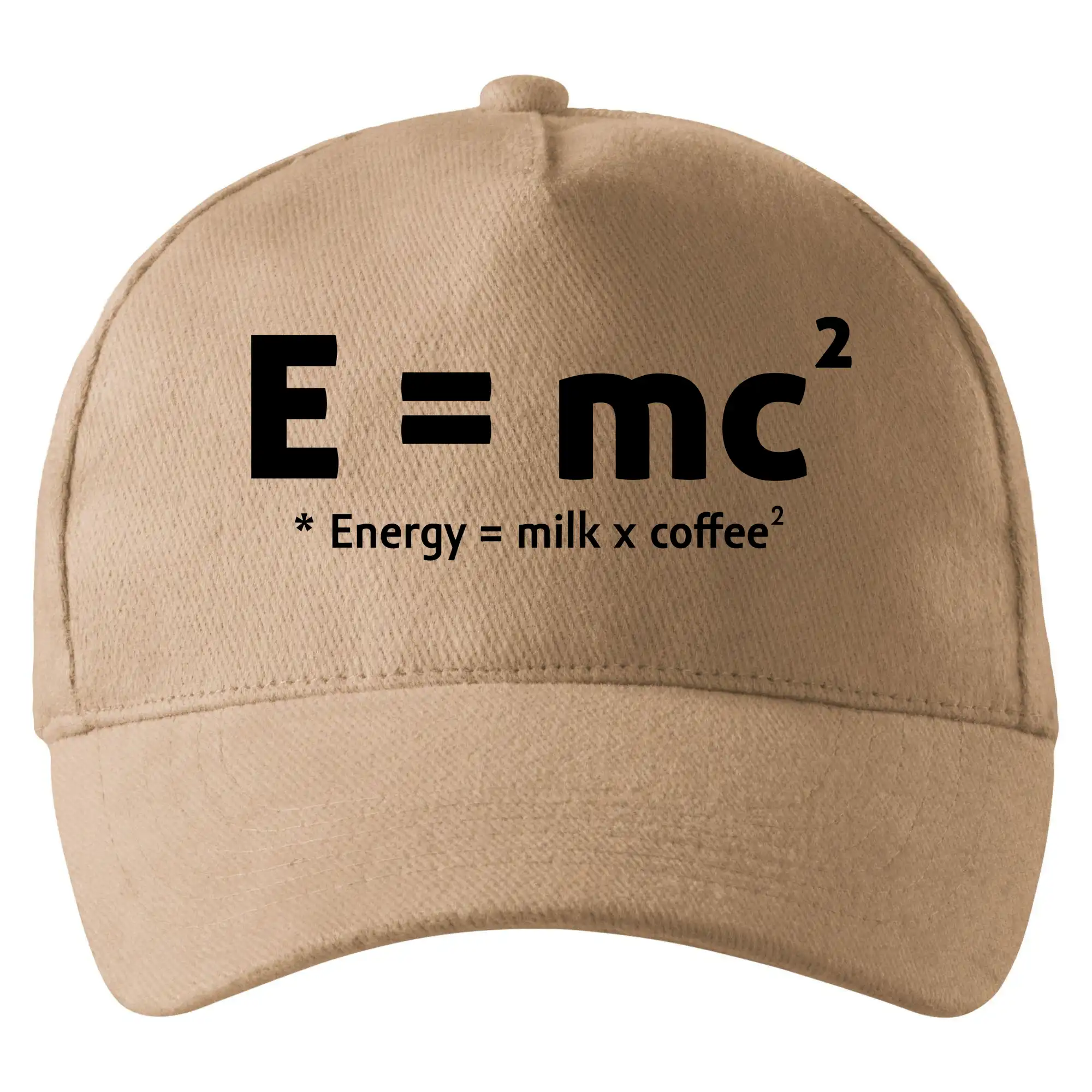Grafické tričká - e = mc2 - coffee milk - Šiltovka so zahnutým šiltom a mosaznou sponou