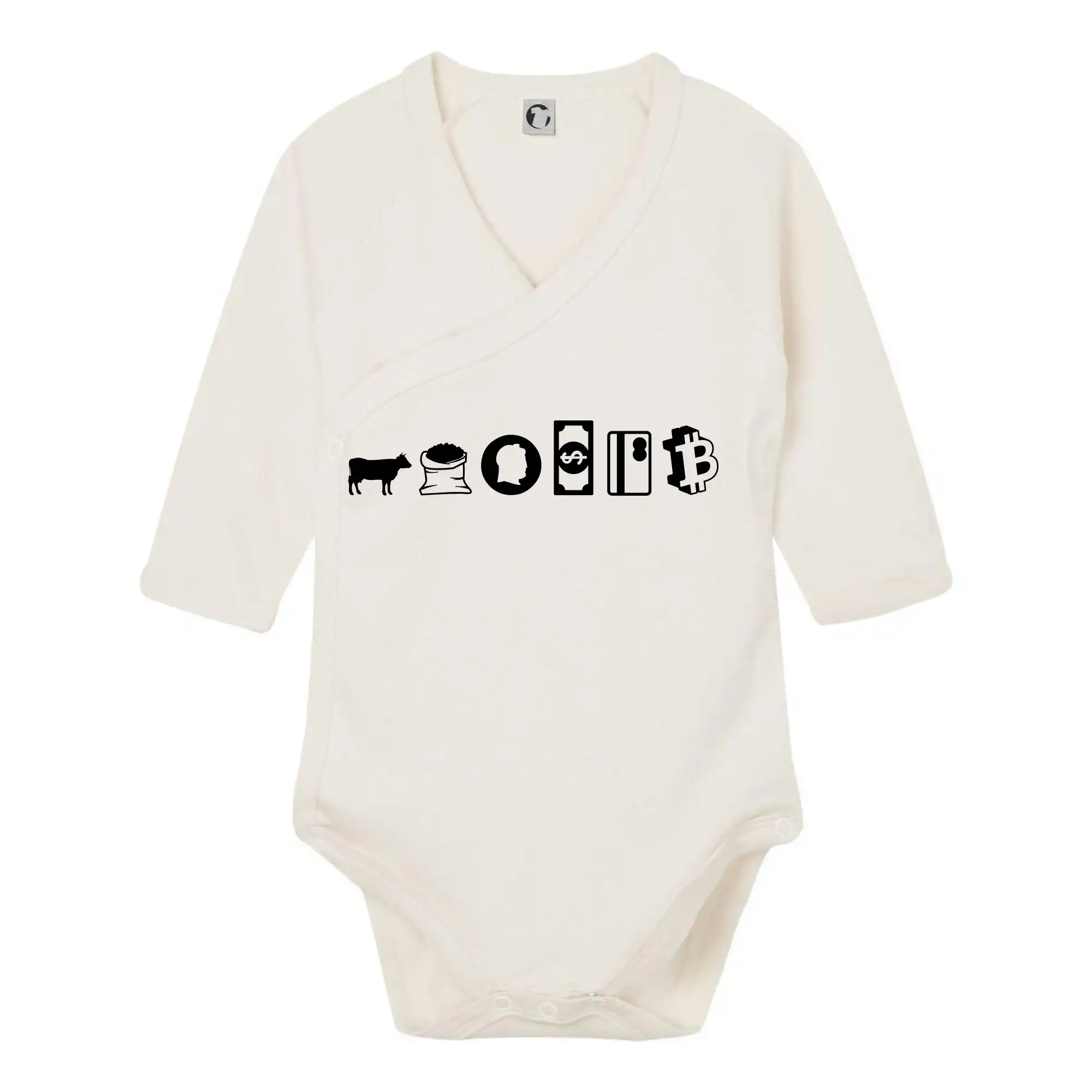 Evolúcia peňazí Bitcoin - Body zavinovacie s dlhým rukávom