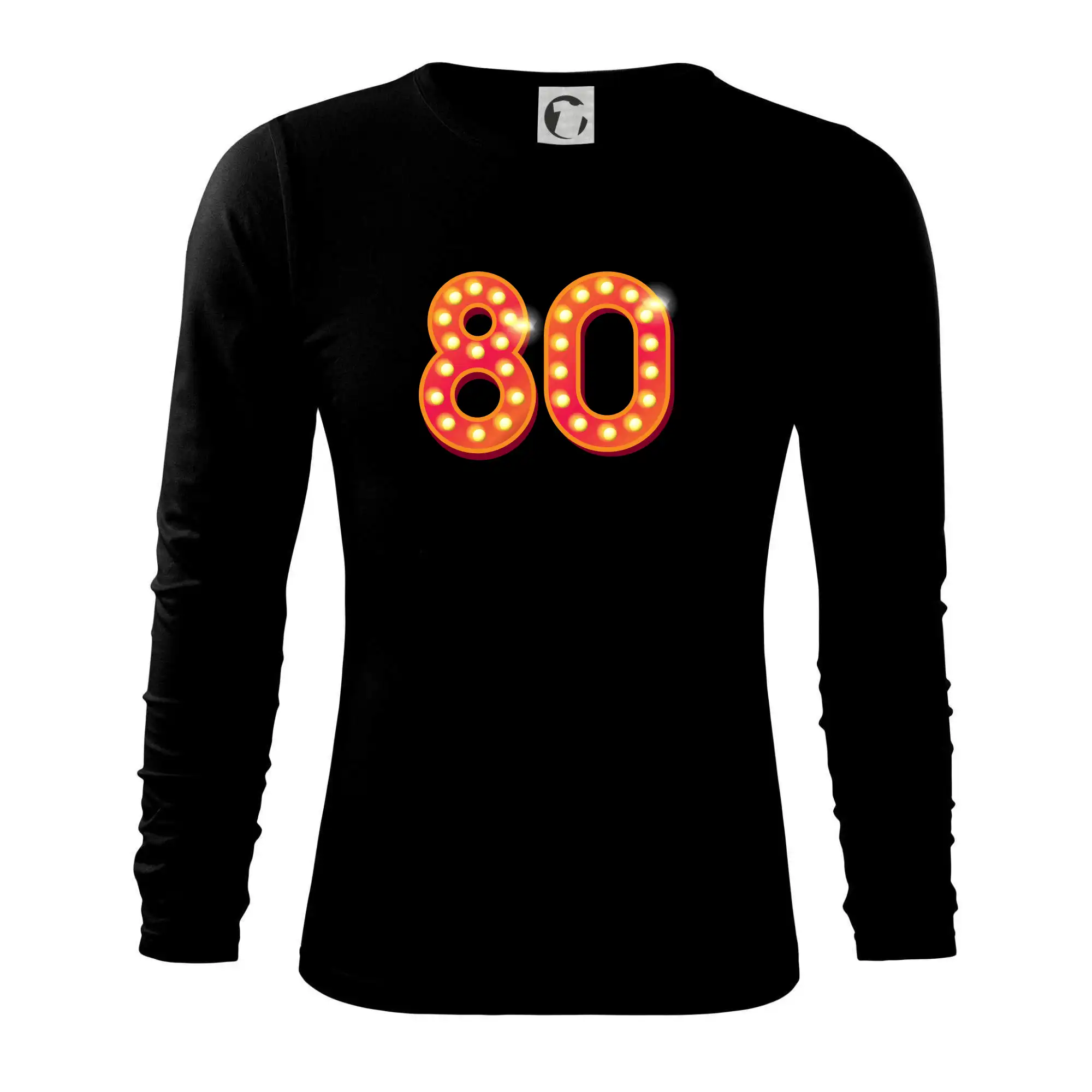 Tričko k osemdesiatinám - Čísla žiarovky 80 - Tričko s dlhým rukávom FIT-T long sleeve