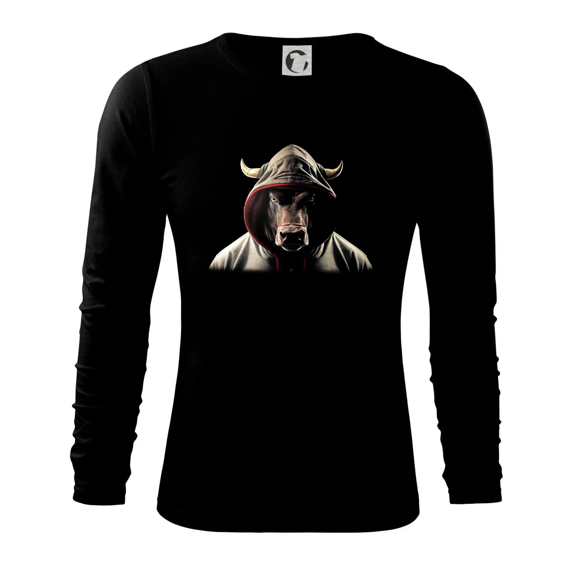 Tričká so zvieratami - Býk v mikině - Tričko s dlhým rukávom FIT-T long sleeve