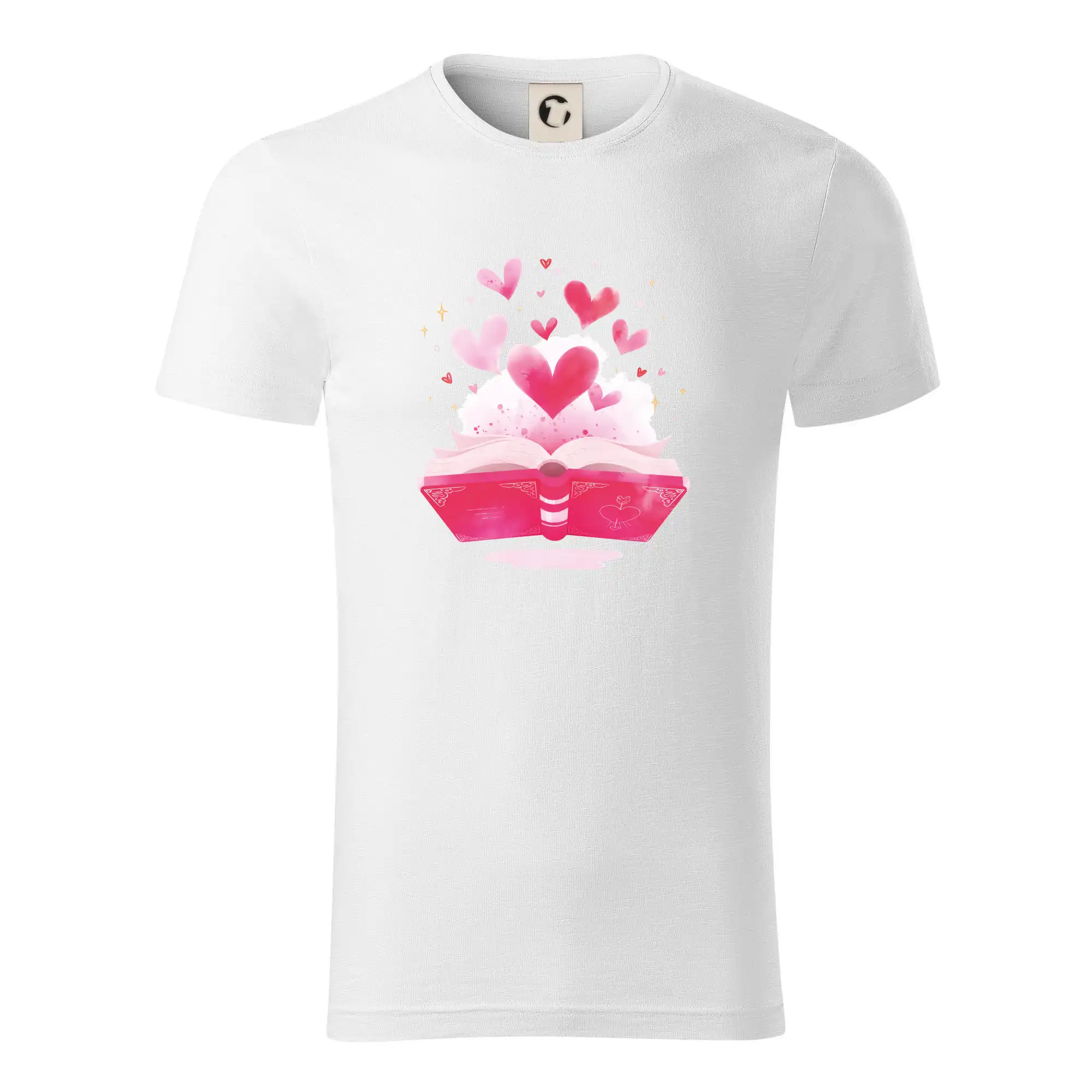 Tričká s motívom kníh pre milovníkov čítania a vône papiera - Knihy a srdiečka - Tričko z organickej bavlny