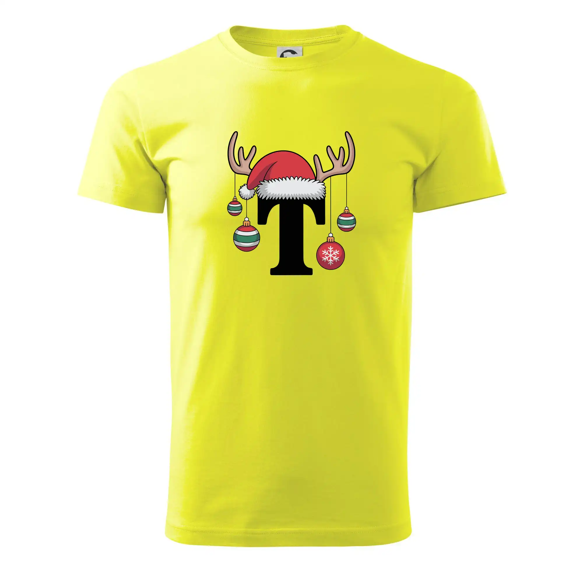 Vianočné tričká - Vianočné rodinné tričká - písmeno a čiapka - Klasické pánske tričko vyššej gramáže