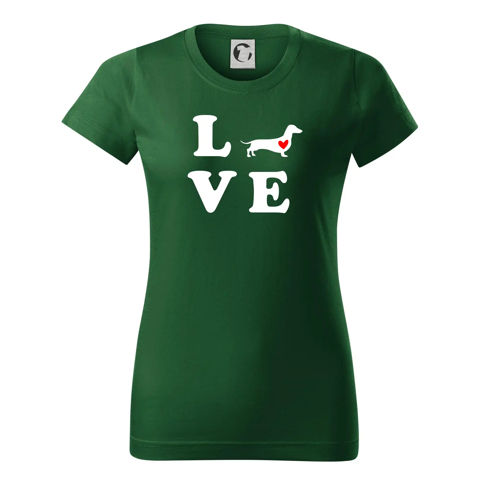 Tričká s motívom jazvečíka - Jazvečík - Love - Dámske tričko basic - ľahko voľnejšie a dlhšie