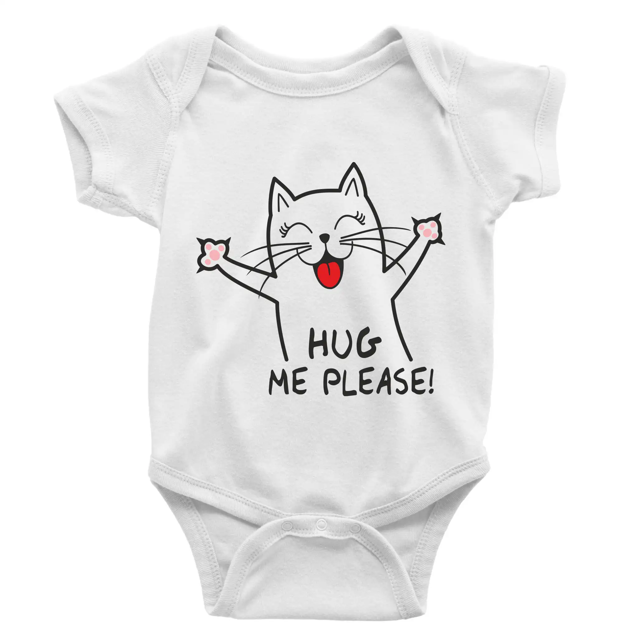 Vtipná tričká s mačkou - Mačka hug me please - Body dojčenské s krátkym rukávom