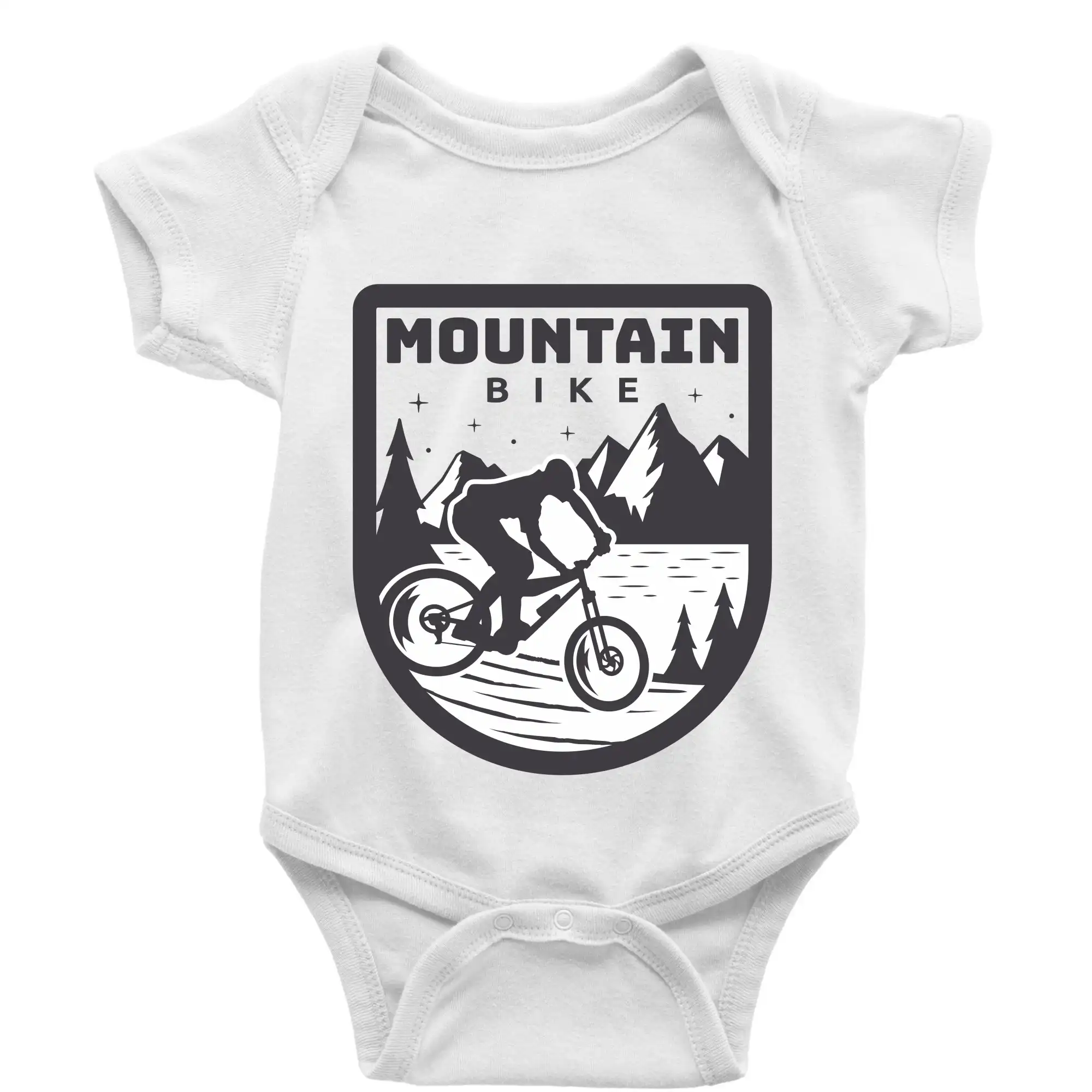 Tričko ako darček pre cyklistu - MTB mountain bike logo prsa zaoblené - Body dojčenské s krátkym rukávom