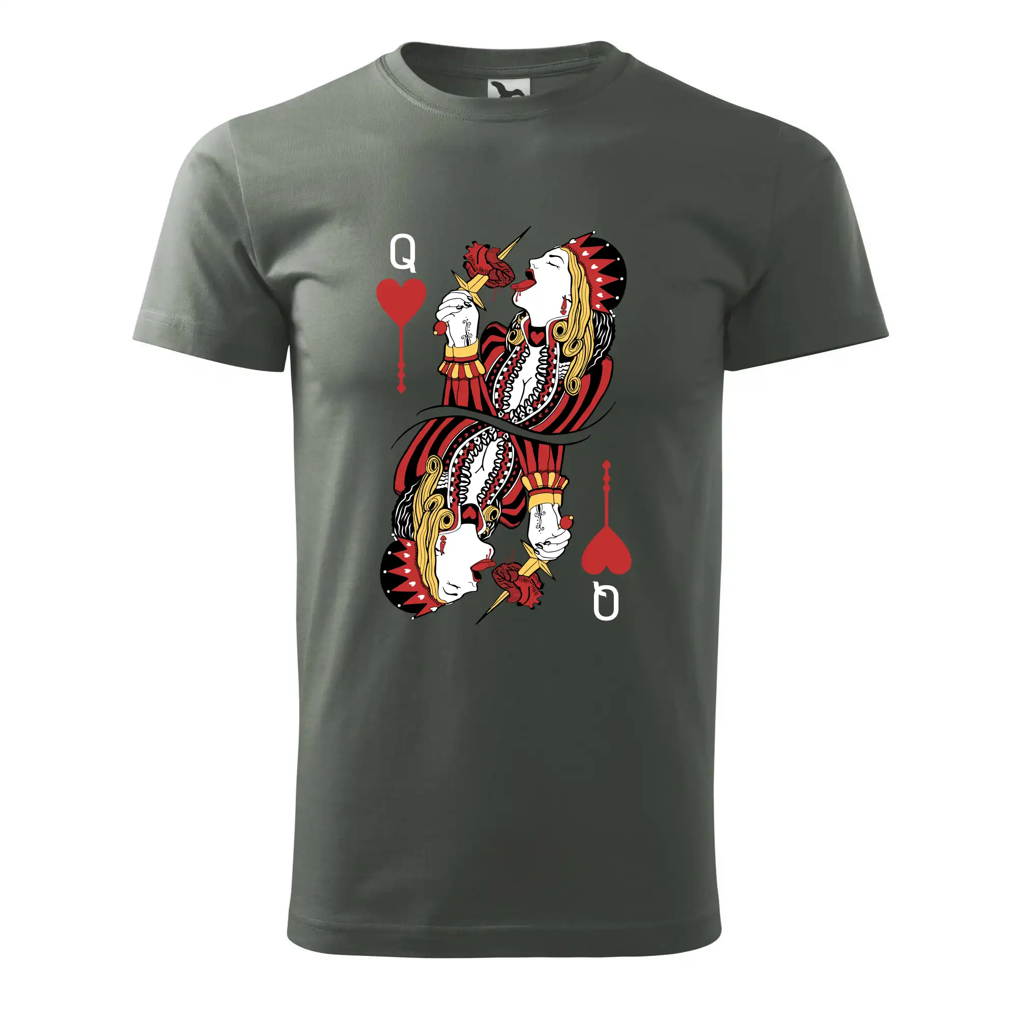 Poker tričká - Srdcová Kráľovná kreslená (Pecka Design) - Klasické pánske tričko vyššej gramáže