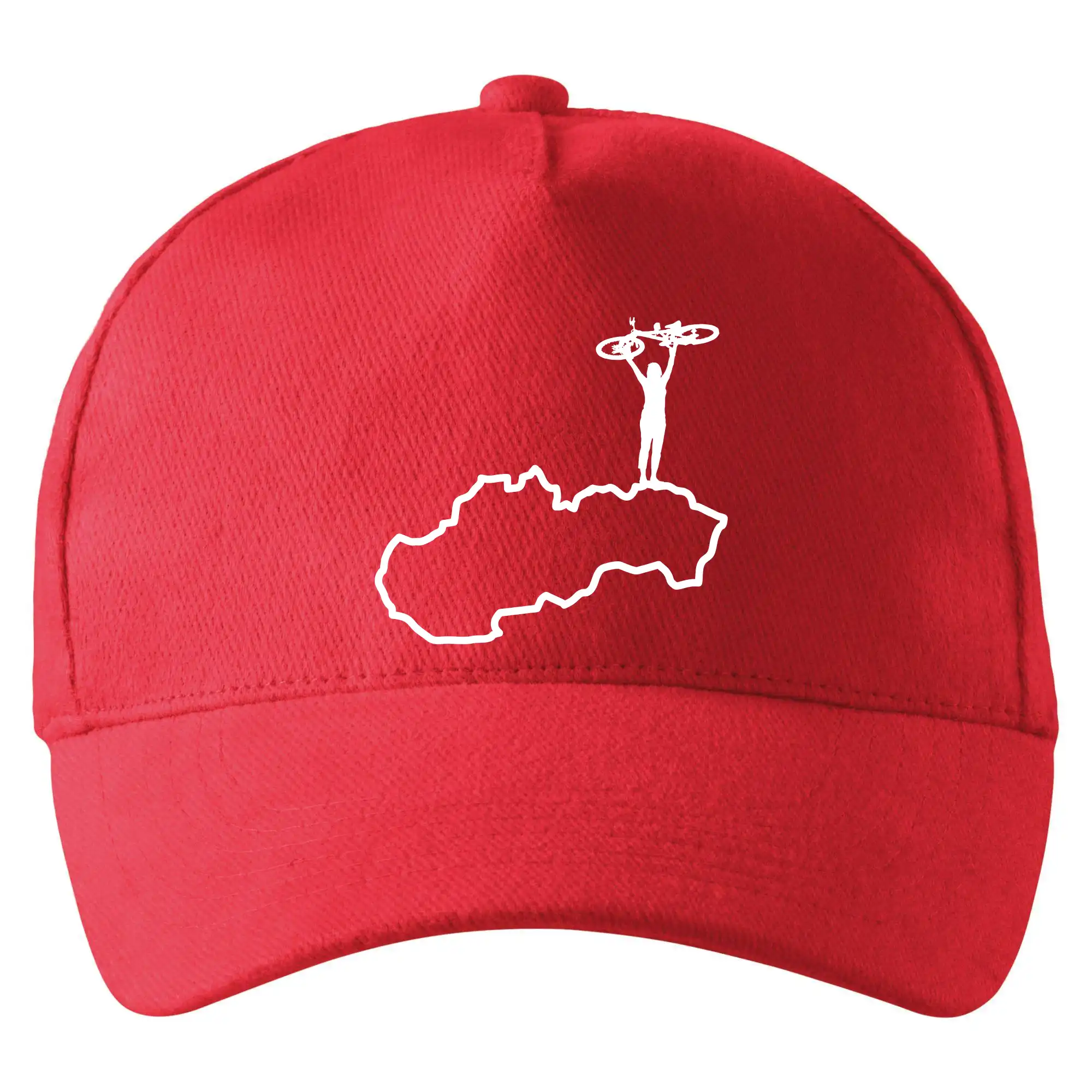 Tričko ako darček pre cyklistu - Mapa Slovenska - cyklista - Šiltovka so zahnutým šiltom a mosaznou sponou