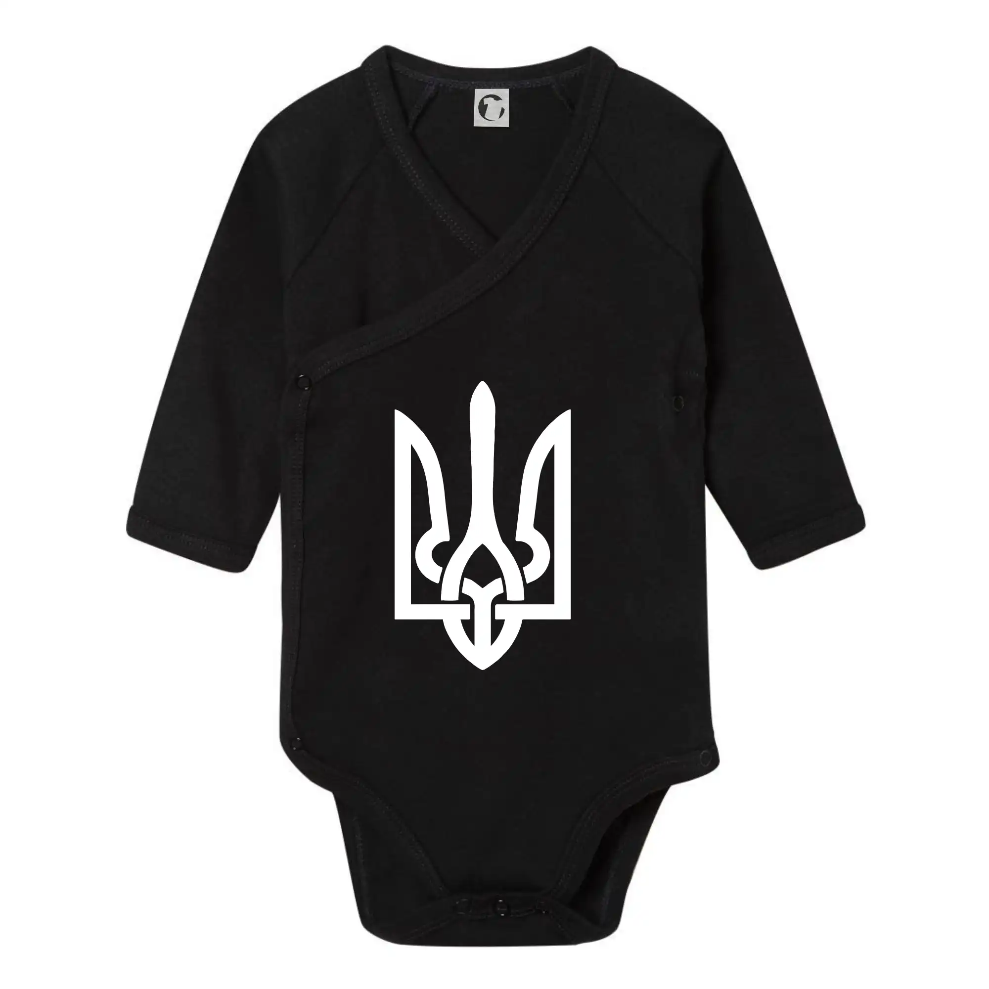 Tričká s vlajkou ukrajiny - Ukrajina trojzubec veľký - Body zavinovacie s dlhým rukávom