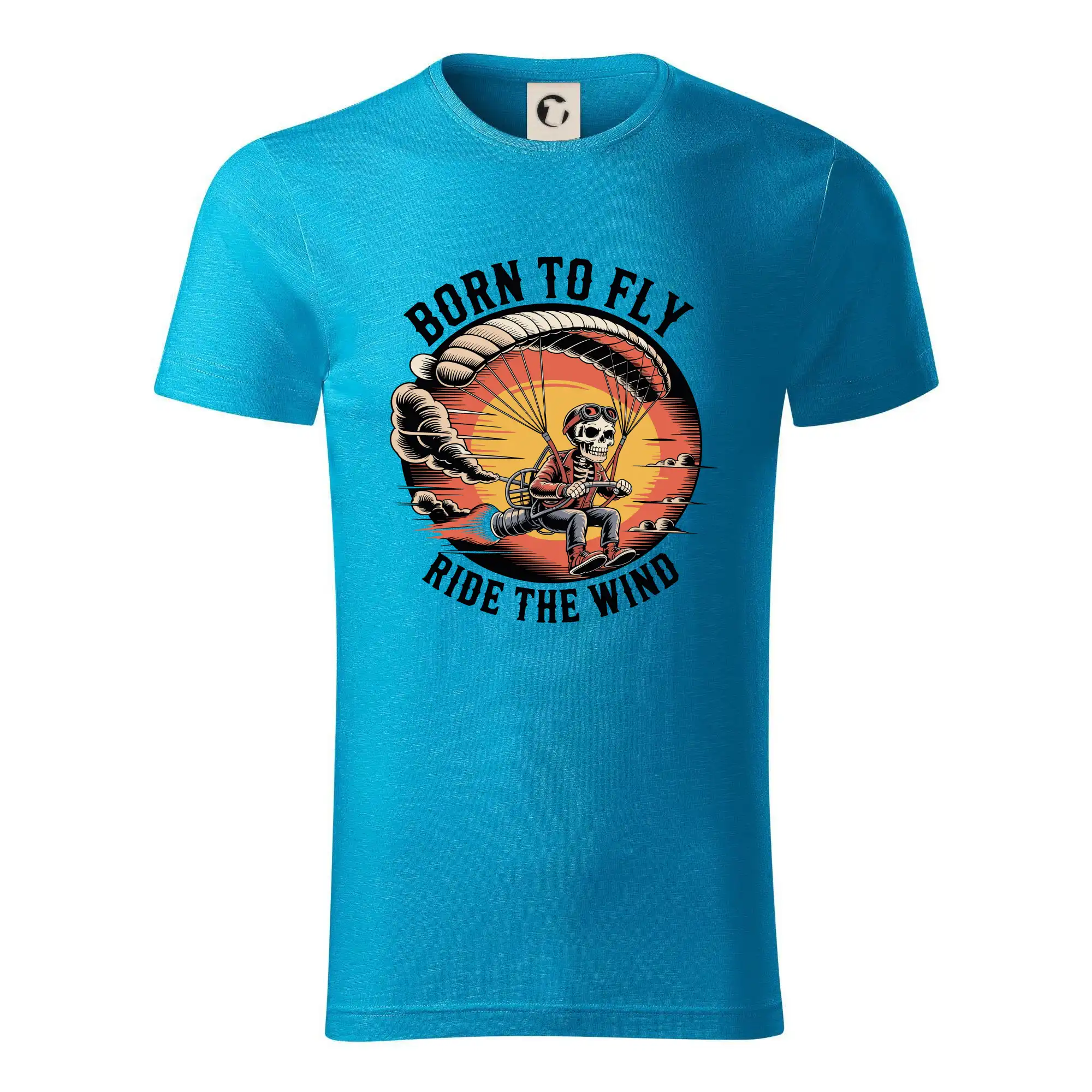 Tričká s motívom paraglidingu - Paraglide BORN TO FLY RIDE THE WIN - Tričko z organickej bavlny