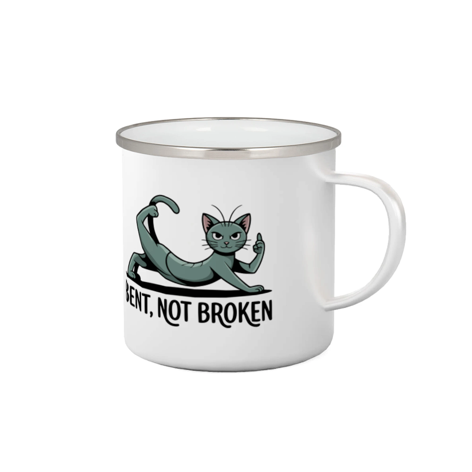 Tričká na jógu - Bent, not broken zelená kočka - Plecháčik