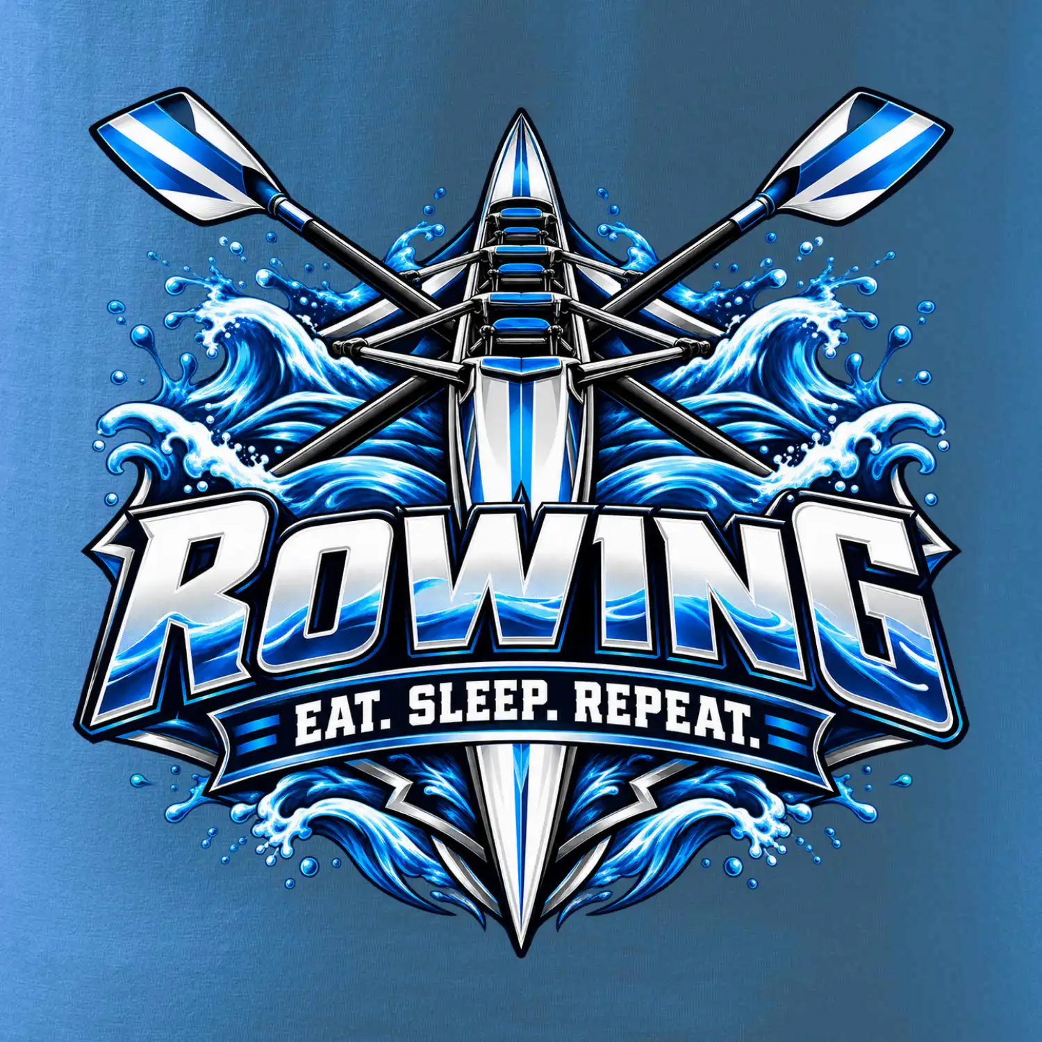 Veslařská loď se zkříženými vesly eat sleep repeat