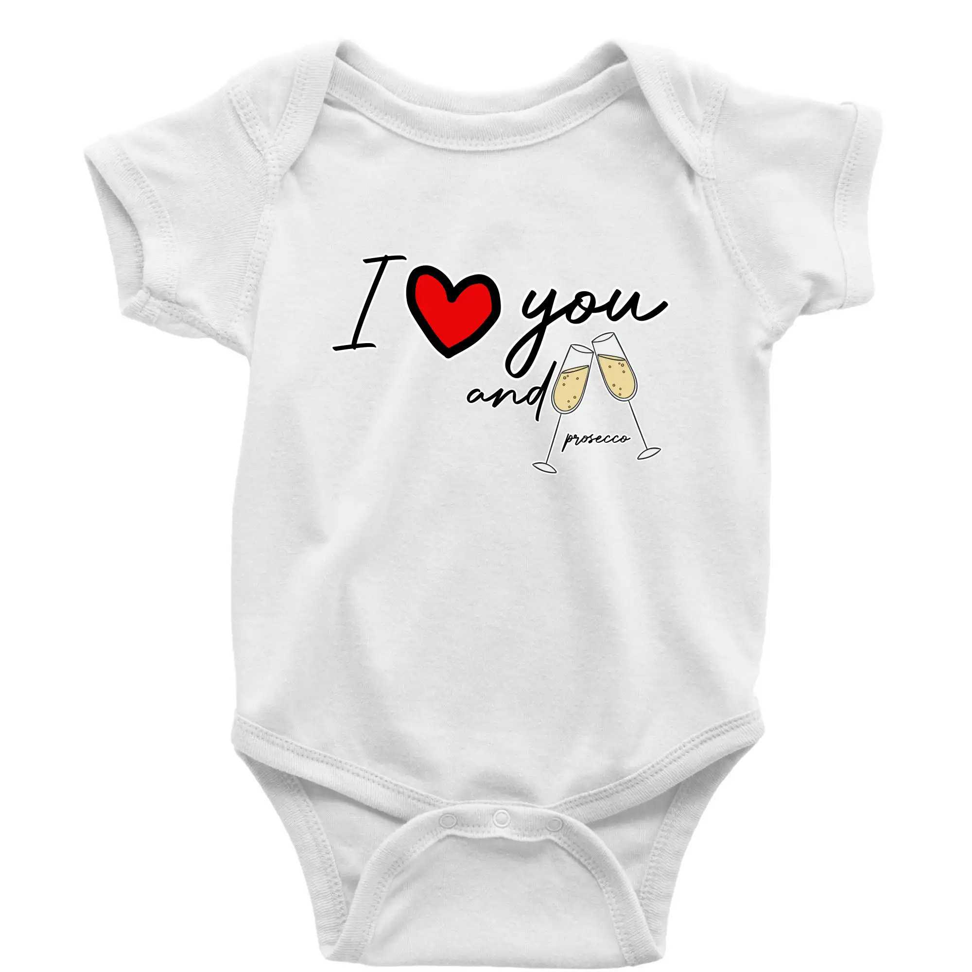 I love you and prosecco - Body dojčenské s krátkym rukávom