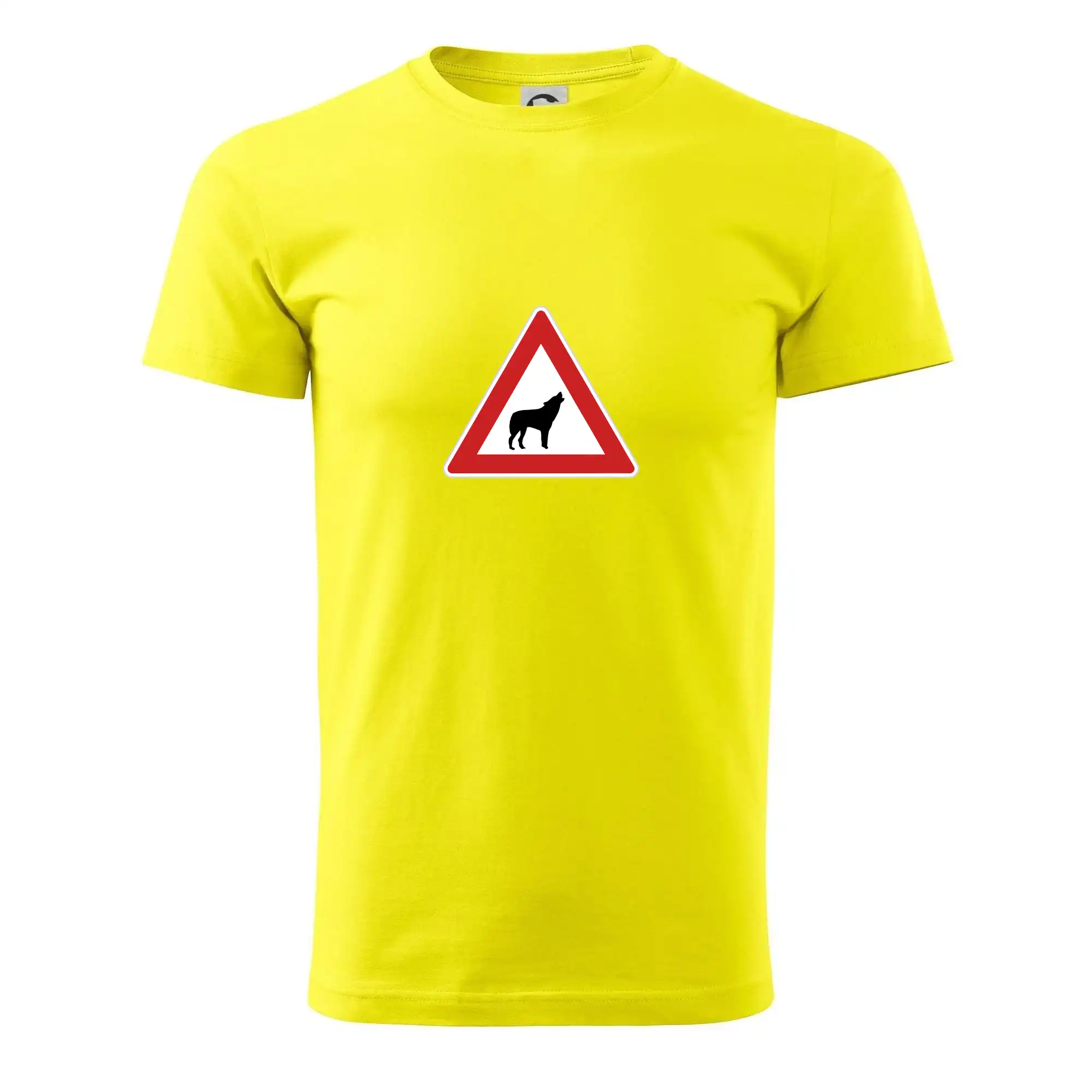 Tričká s obrázkami dopravných značiek - Dopravná značka - Pozor vlk - Pánske tričko nižšej gramáže