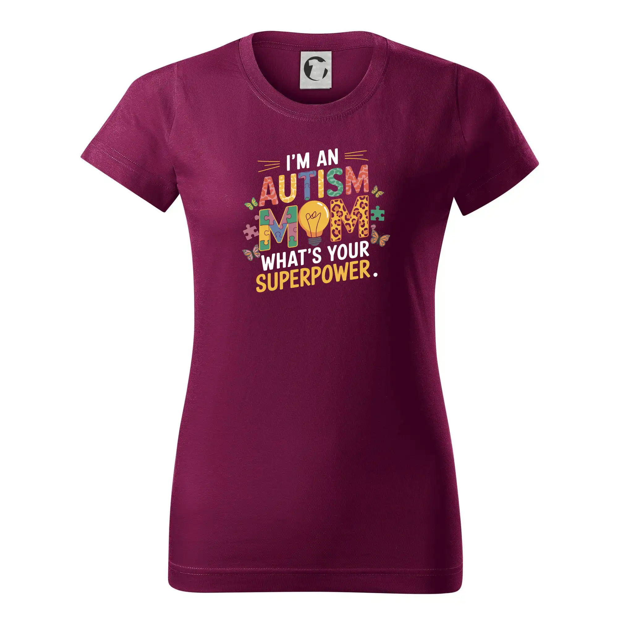 Tričká a mikiny pre autistov - I'm an autism mom, what's your superpower - Dámske tričko basic - ľahko voľnejšie a dlhšie