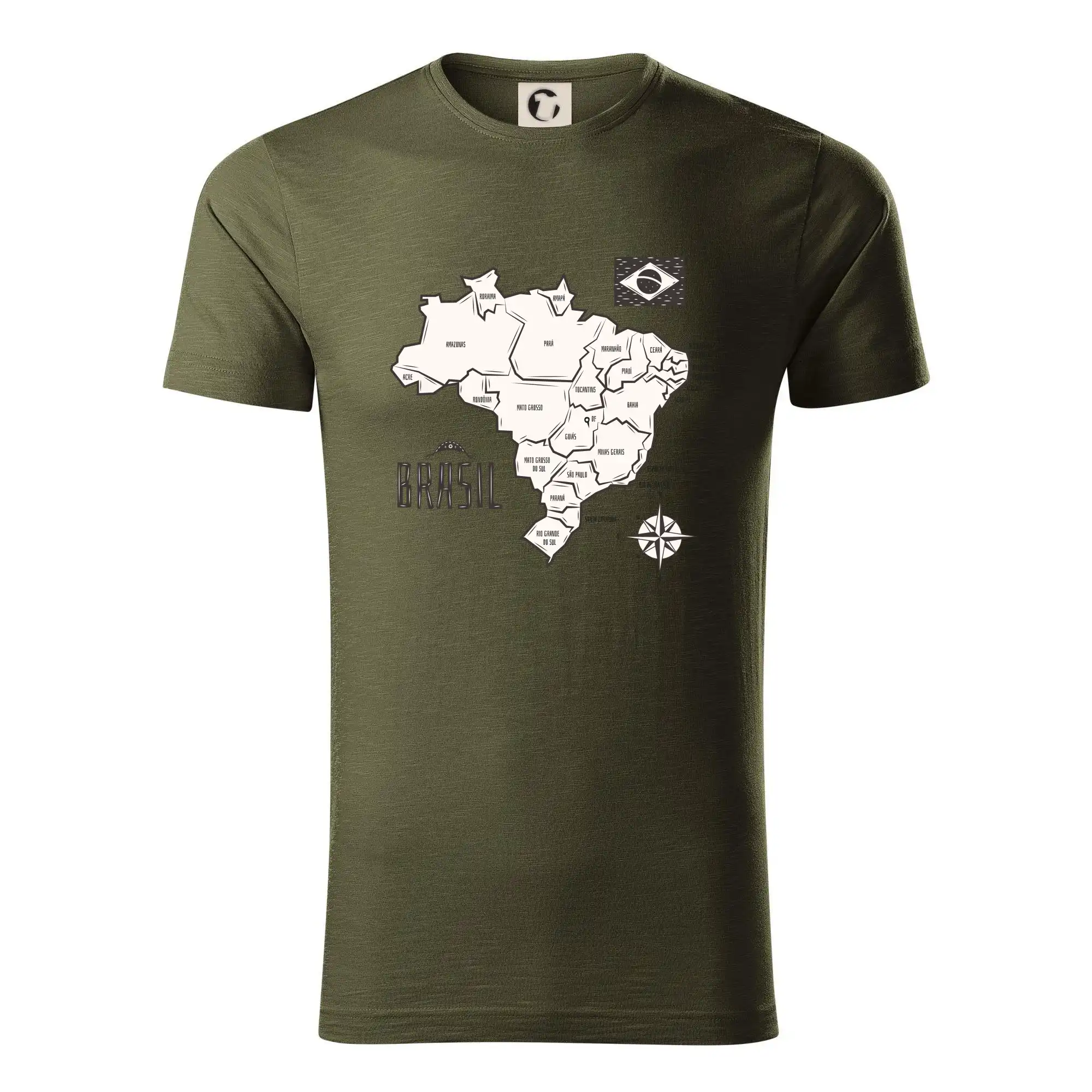 Ostatné mestá / miesta - Brazília mapa s názvami regiónov - Tričko z organickej bavlny