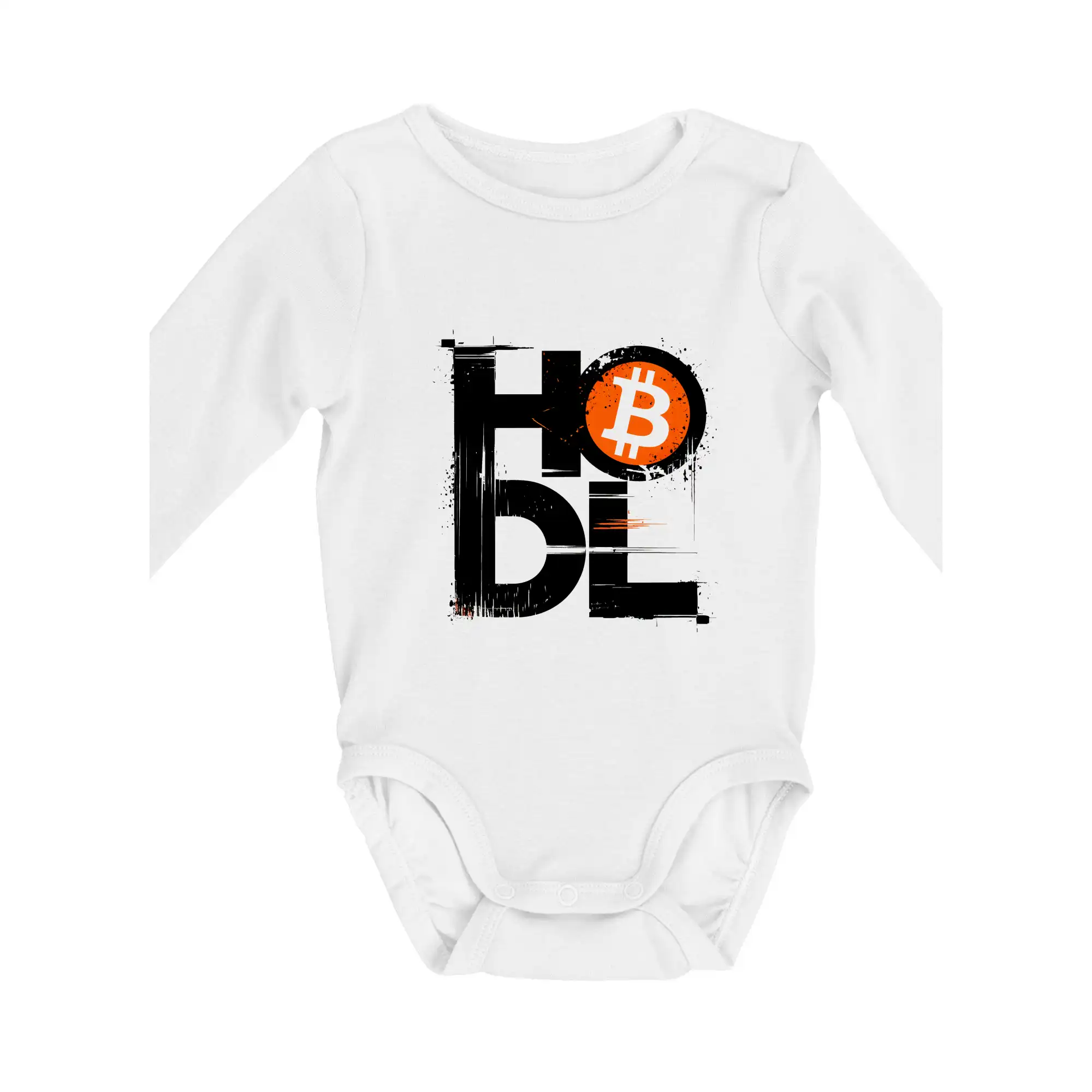 Hodl velký nápis a logo BTC - Body dojčenské s dlhým rukávom