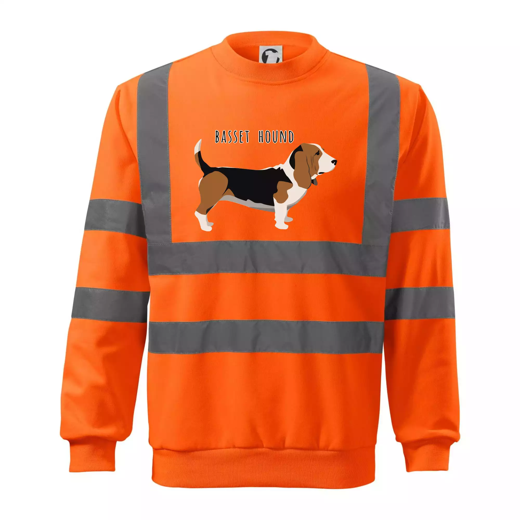 Basset hound pes s nápisem