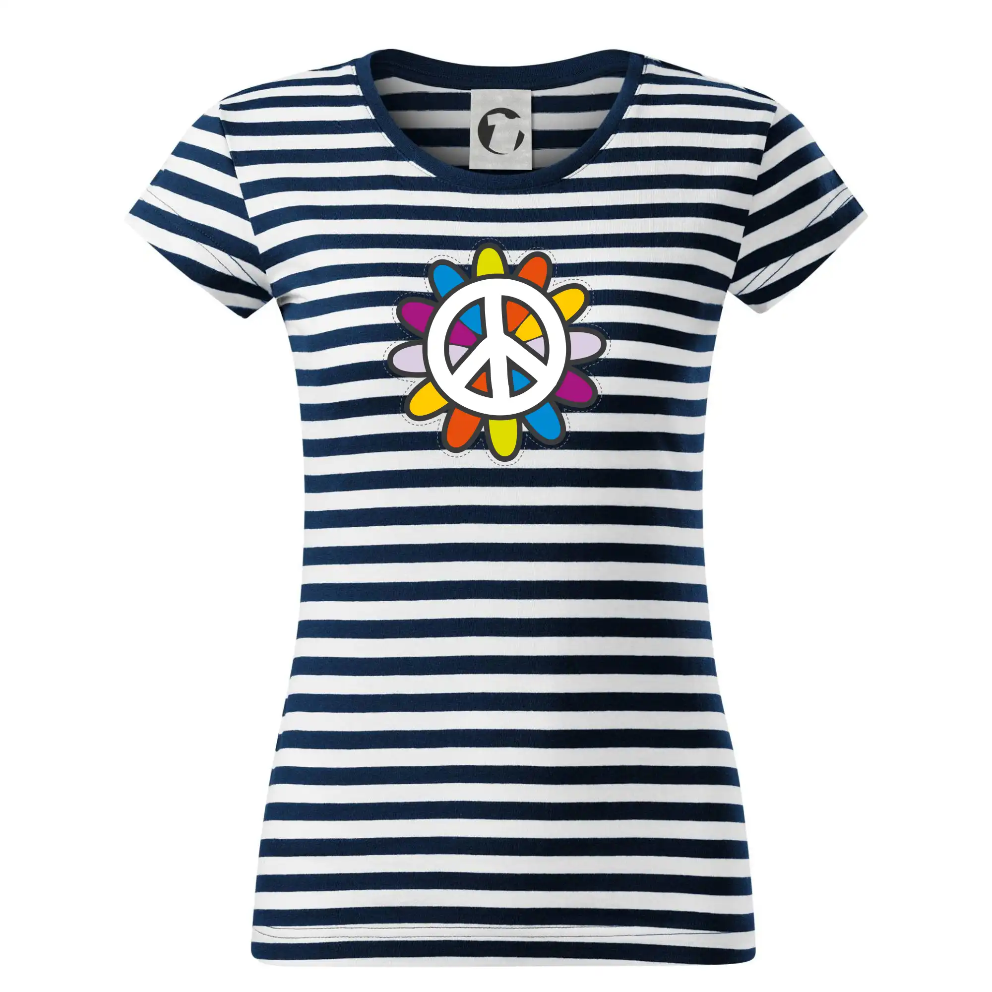 Tričká pre pohodový ľudí - Peace symbol s kreslenou kvetinou - Tričko na vodu