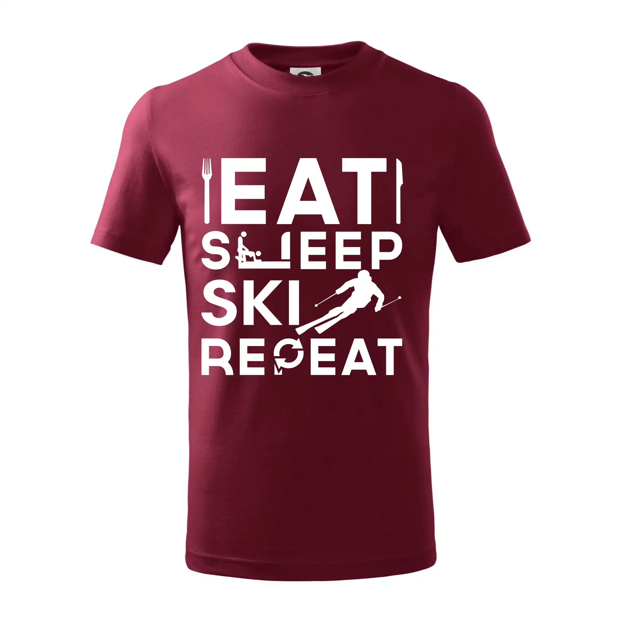 Lyže a Snowboard - Eat sleep ski repeat - Tričko detské bavlnené