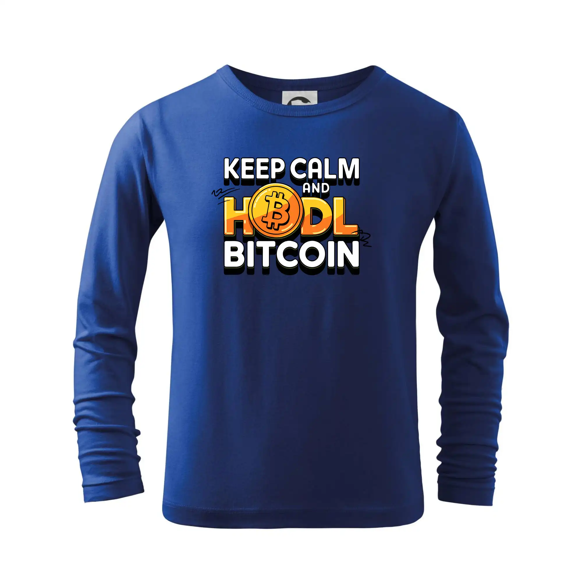 3D nápis Keep Calm and HODL Bitcoin - Tričko detské Long Sleeve