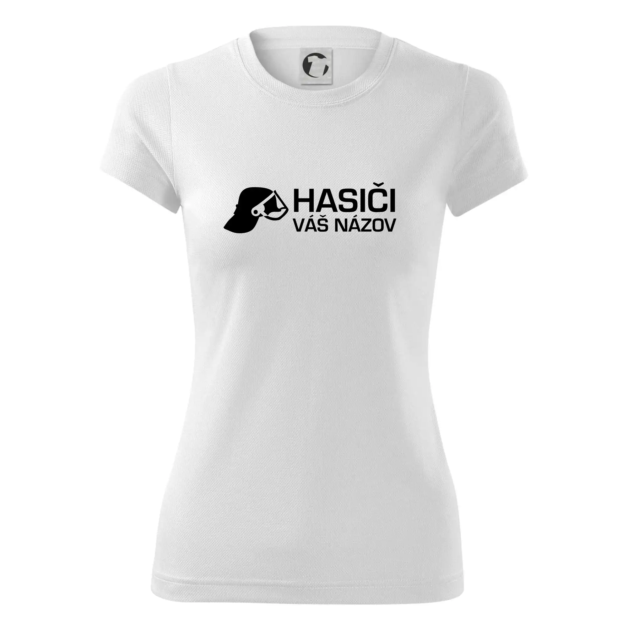 Originálne tričká pre hasičov - Hasiči helma - vlastný nápis - Dámske Fantasy športové (dresovina)
