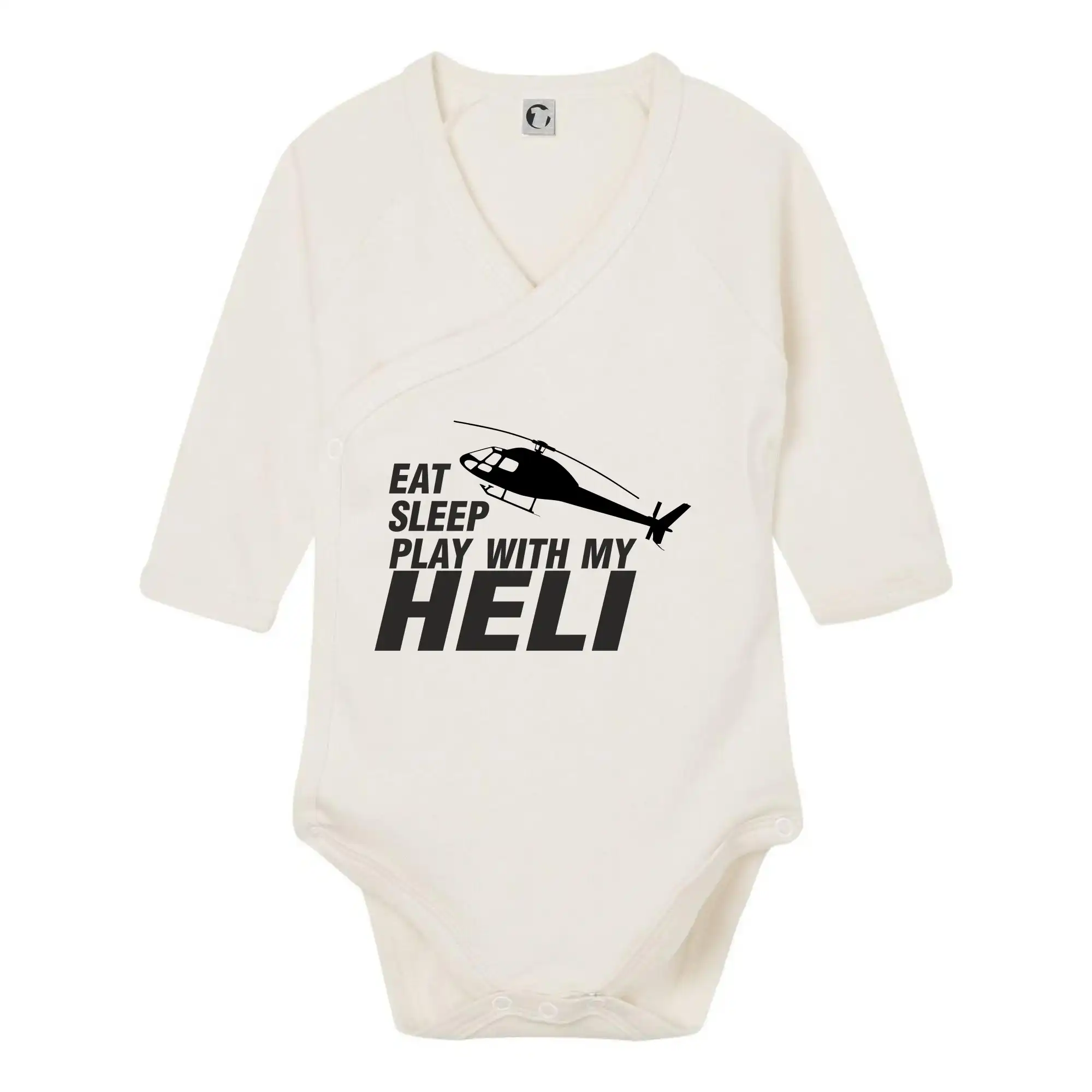 Tričká pre modelára - Eat Sleep Play With My Heli - Body zavinovacie s dlhým rukávom