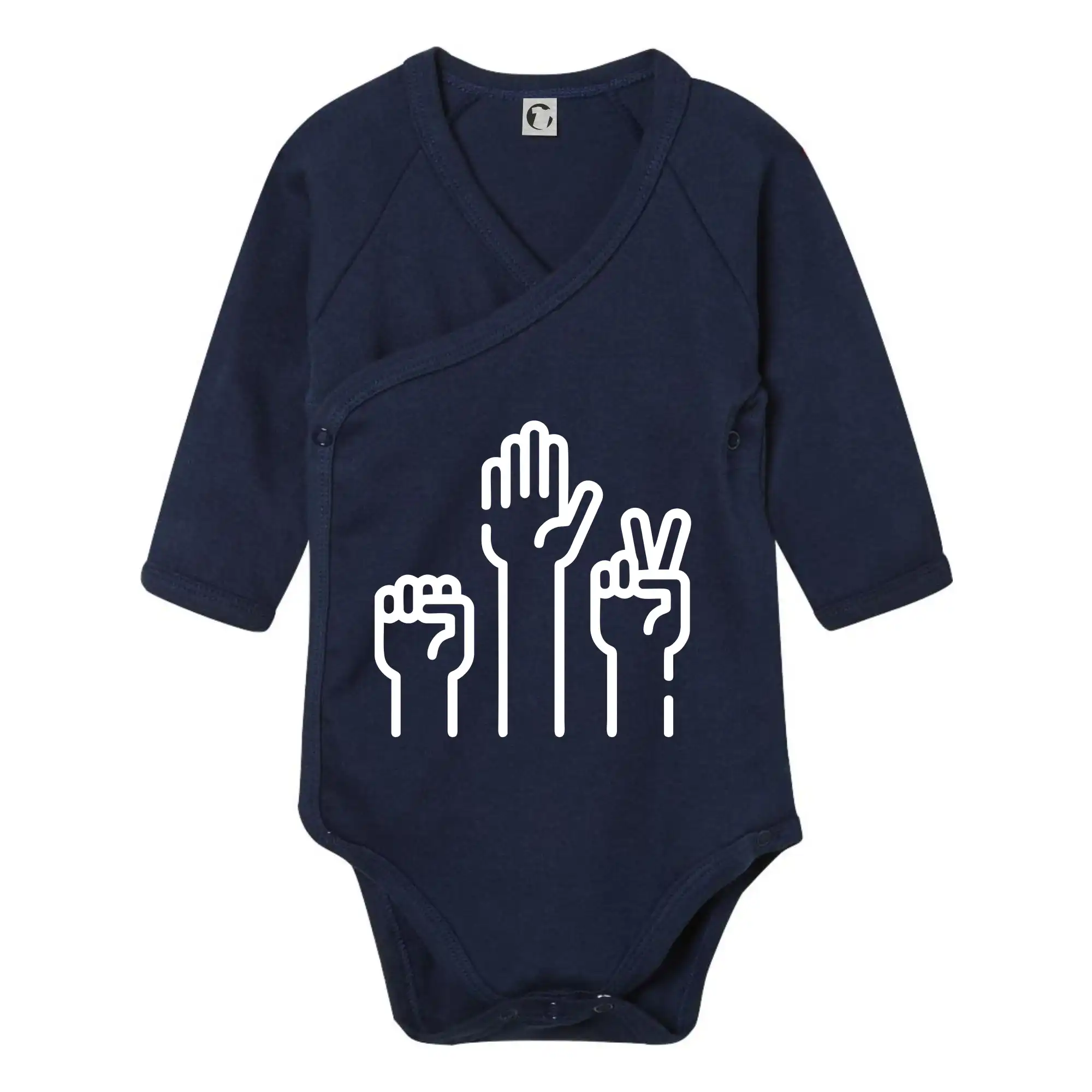 Tričká na párty - Kameň nožnice papier ikony - Body zavinovacie s dlhým rukávom