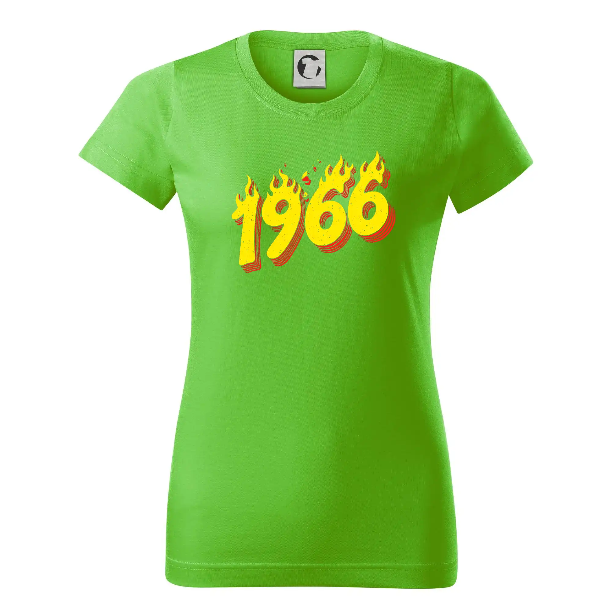 Trička s ročníkom 1966 - Narodeniny v ohni 1966 - Dámske tričko basic - ľahko voľnejšie a dlhšie