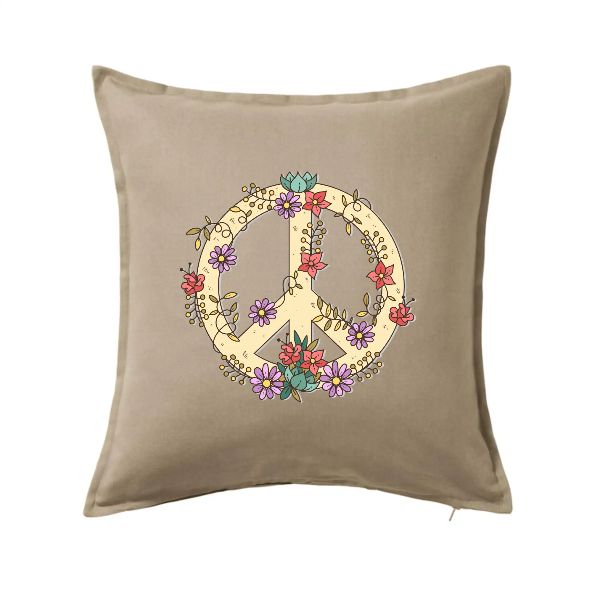 Tričká pre pohodový ľudí - Peace symbol pieskový - Vankúš 50x50
