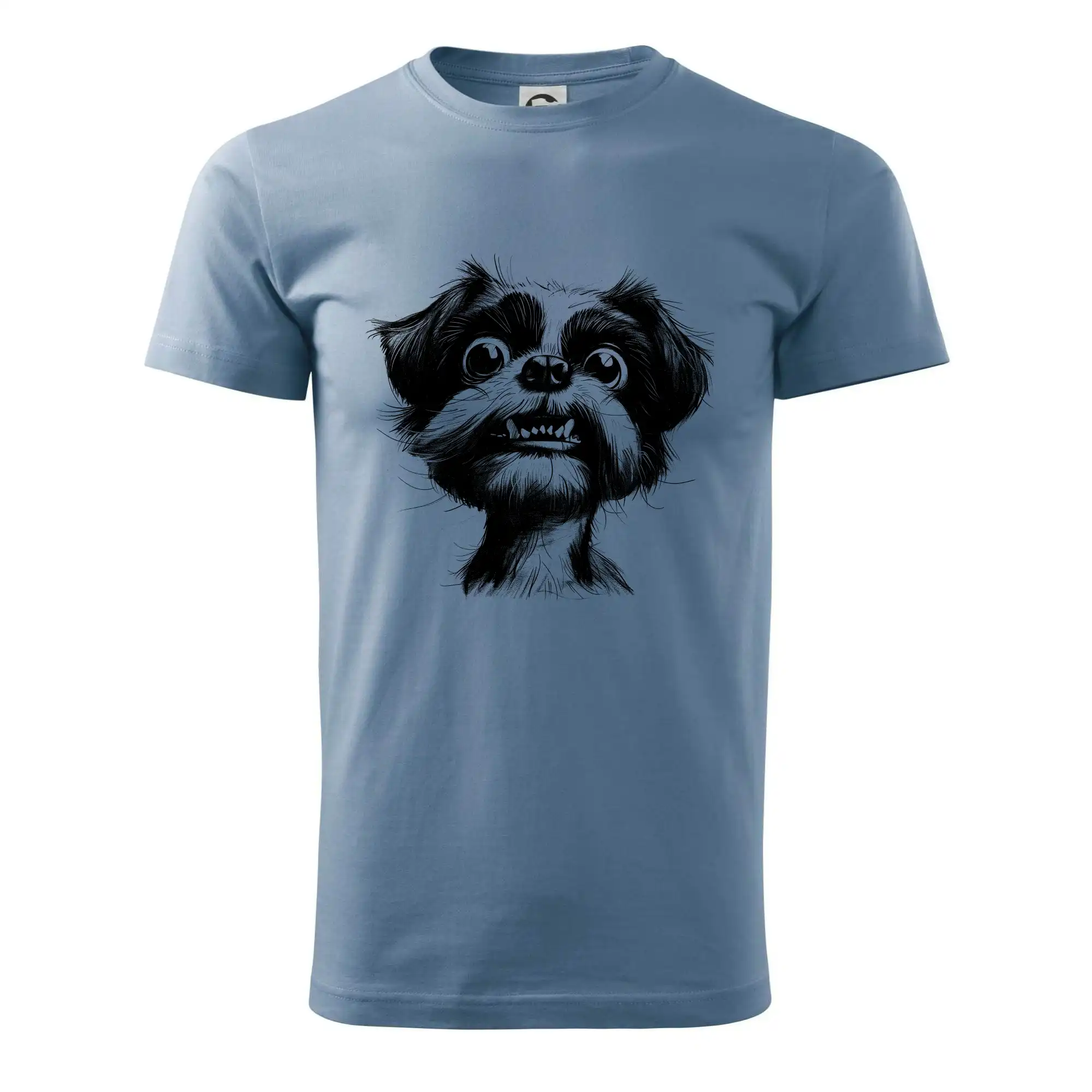 Ši-tzu - Čiernobiela karikatúra Ši-tzu - Pánske tričko nižšej gramáže