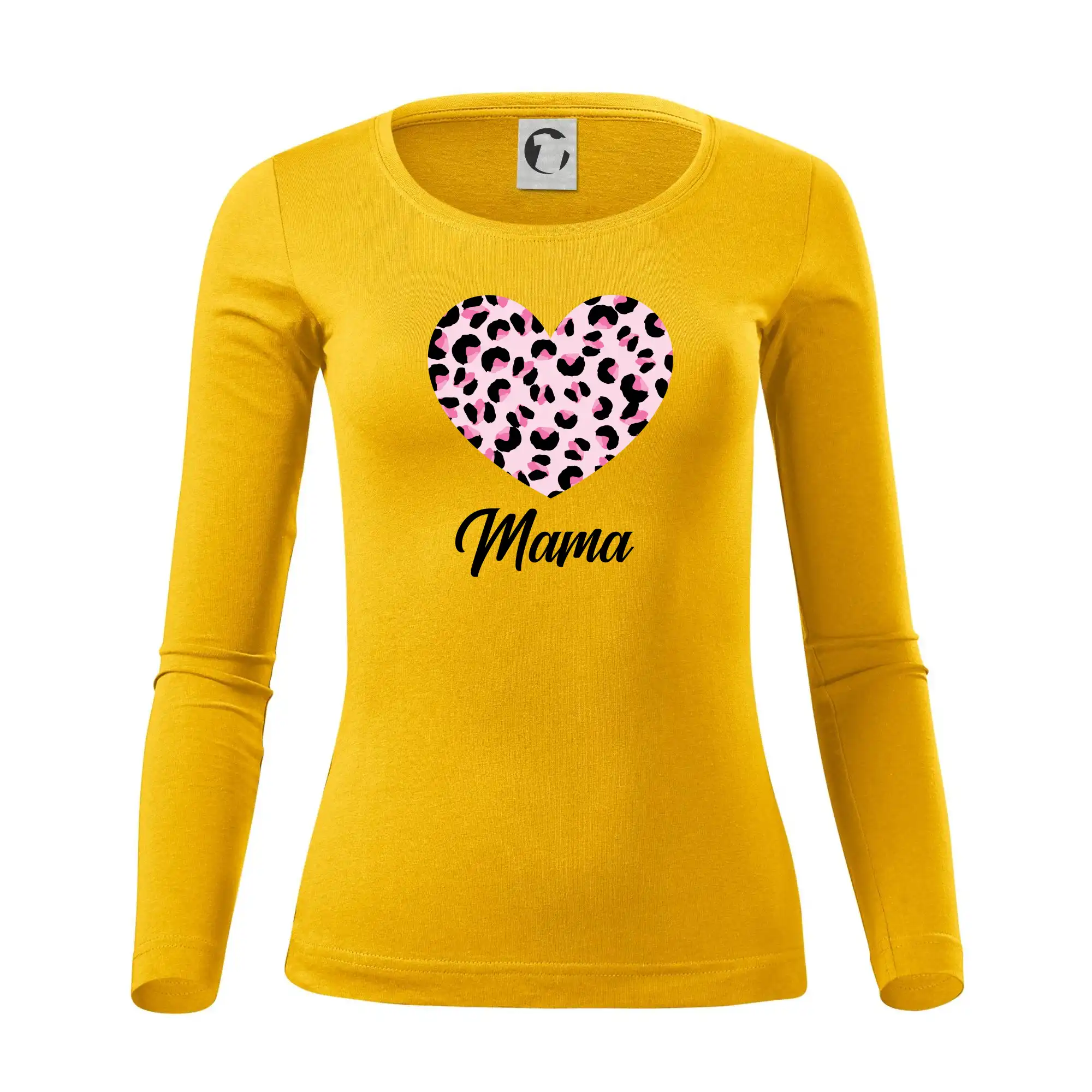 Tričká a mikiny pre mamičky - Srdce růžové - mama (Pecka Design) - Dámske tričko FIT-T LS - zužené