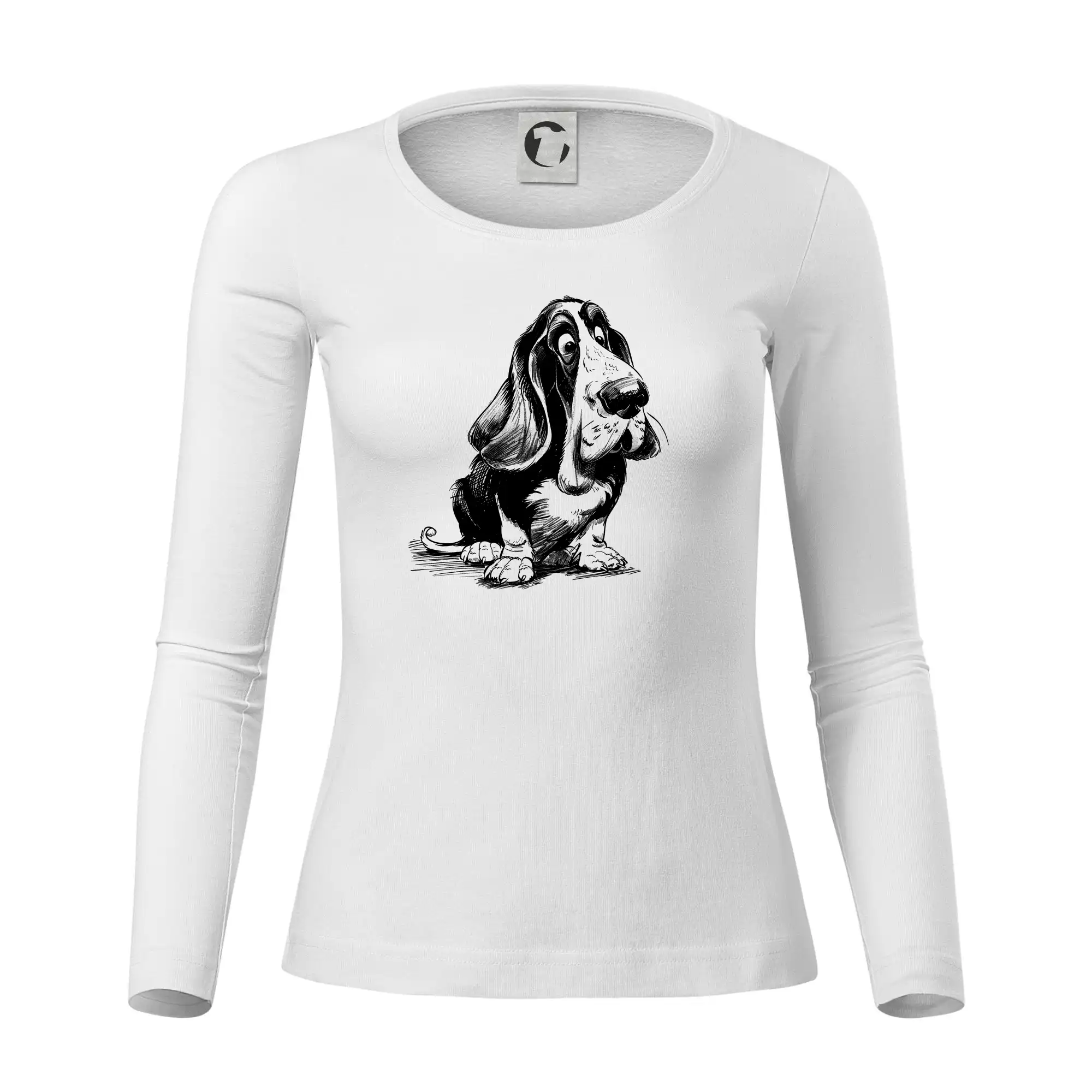 Černobílá karikatura baset