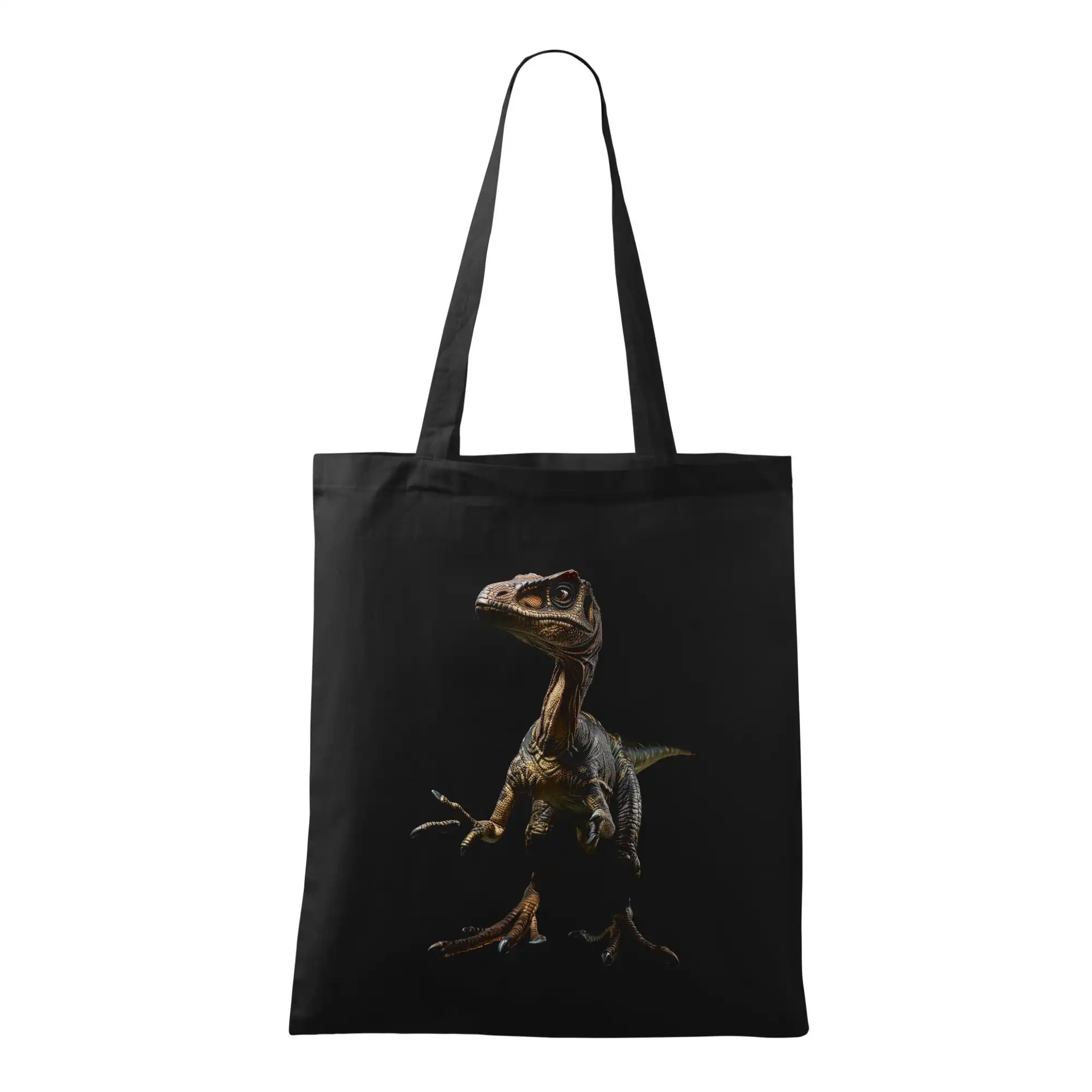 Tričká so zvieratami - Velociraptor čierna fotka - Taška bavlnená