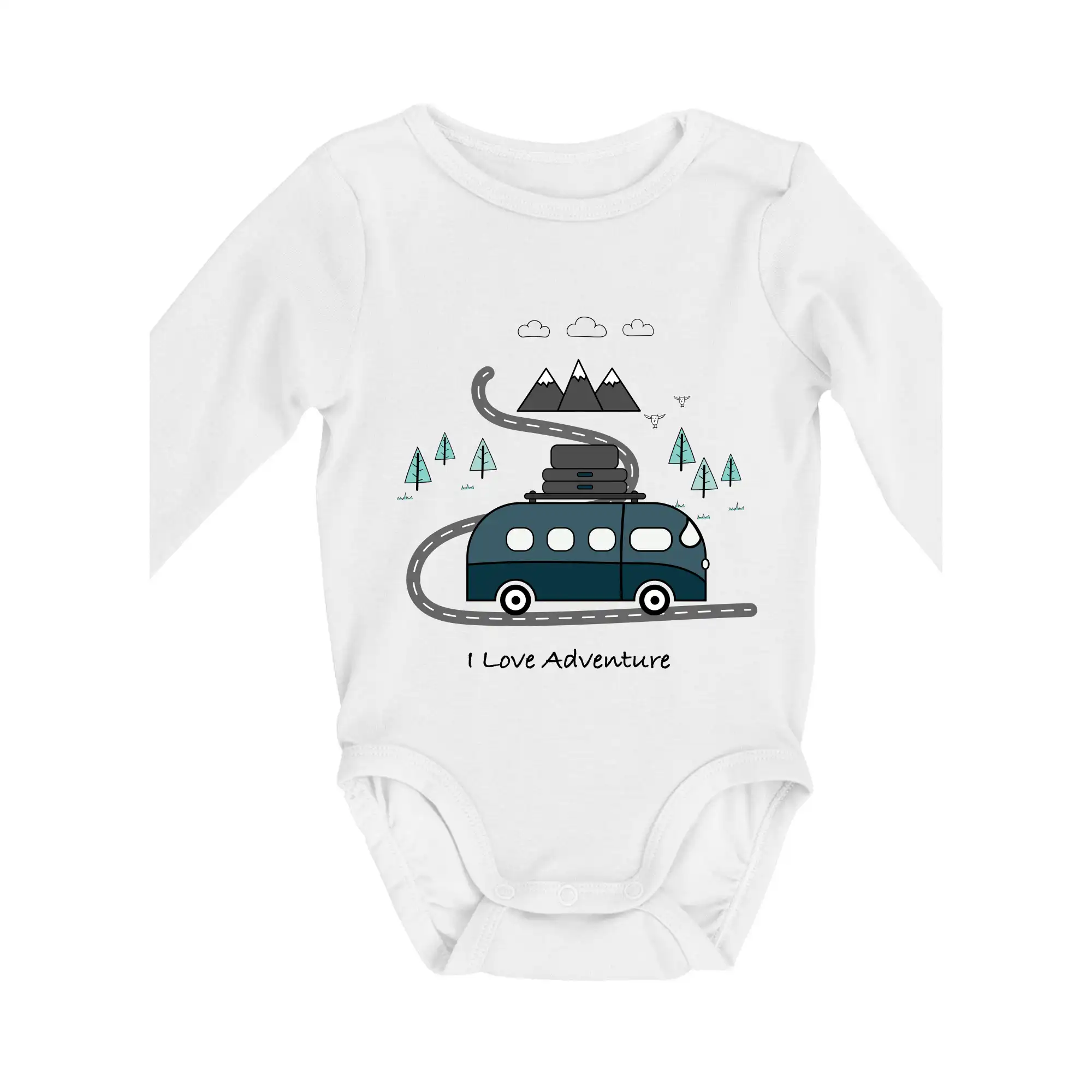 Trička na kempovanie - Cesta prírodou I love Adventure - Body dojčenské s dlhým rukávom