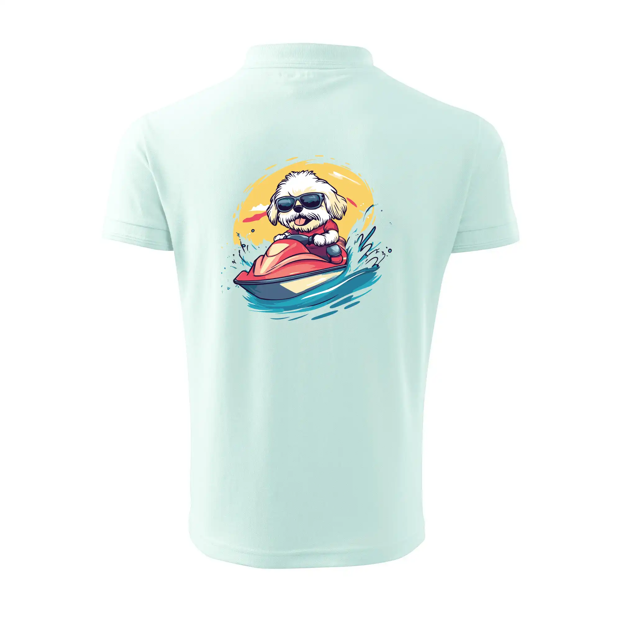 Lhasa Apso na vodním skútru