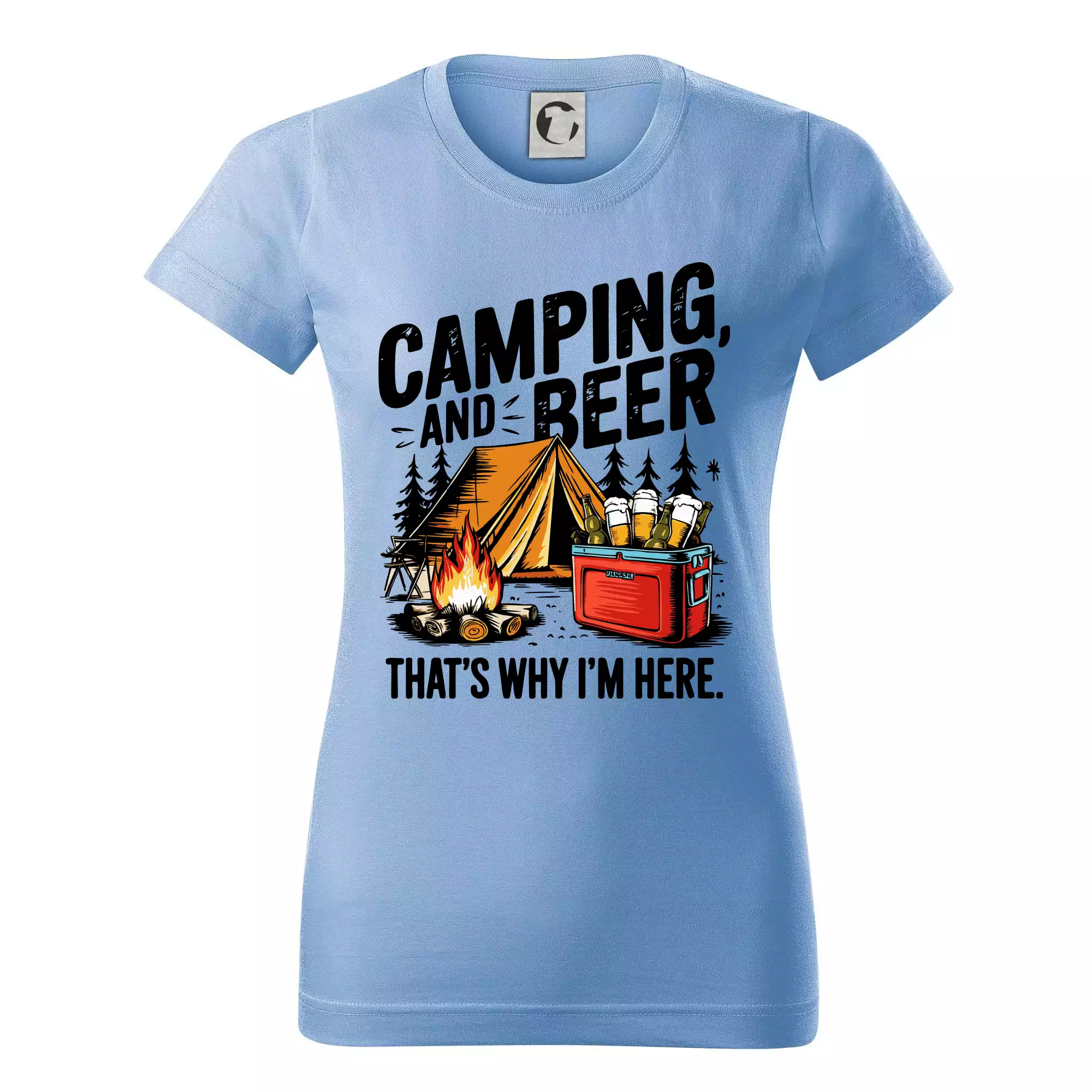 Černý nápis nápis Camping and beer