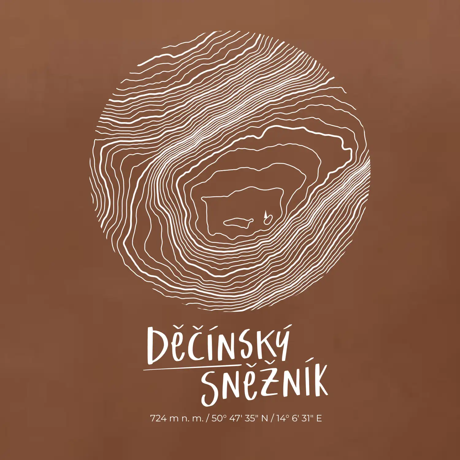 Děčínský Sněžník - vrstevnice v kruhu