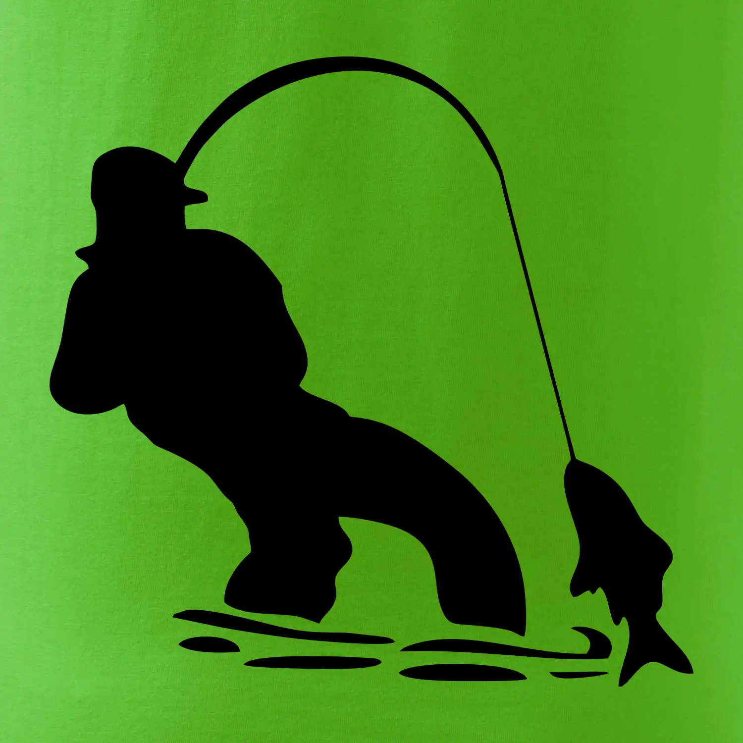 Rybář tahající rybu