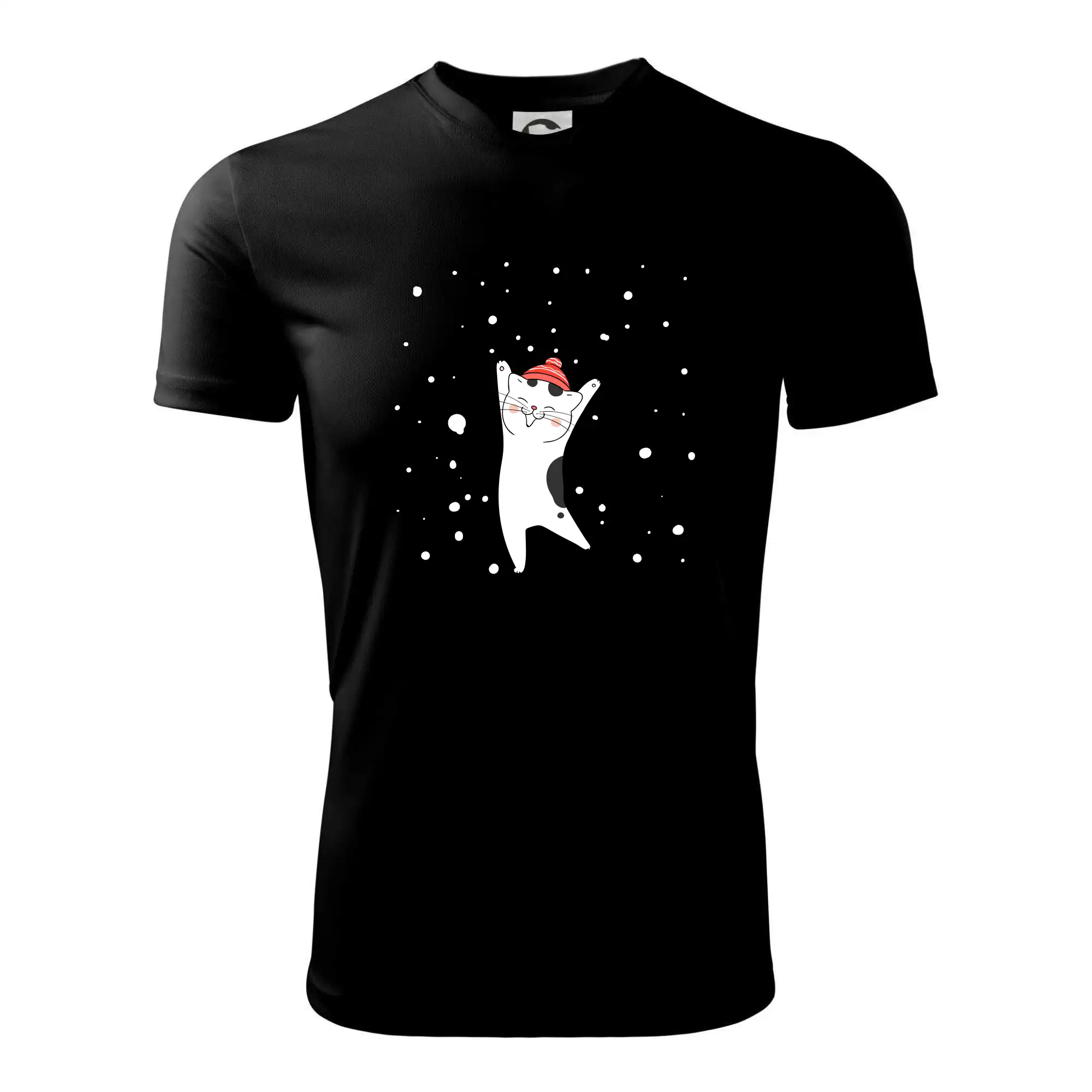 Veselá kočka v zimní čepici