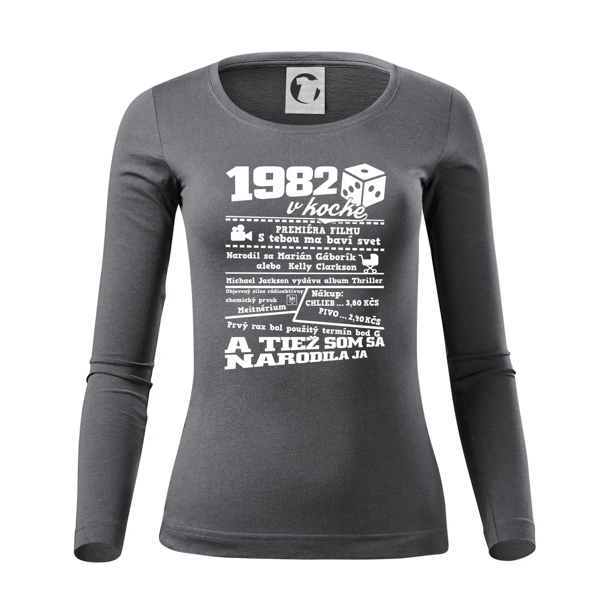 Trička s ročníkom 1982 - 1982 v kocke - Dámske tričko FIT-T LS - zužené