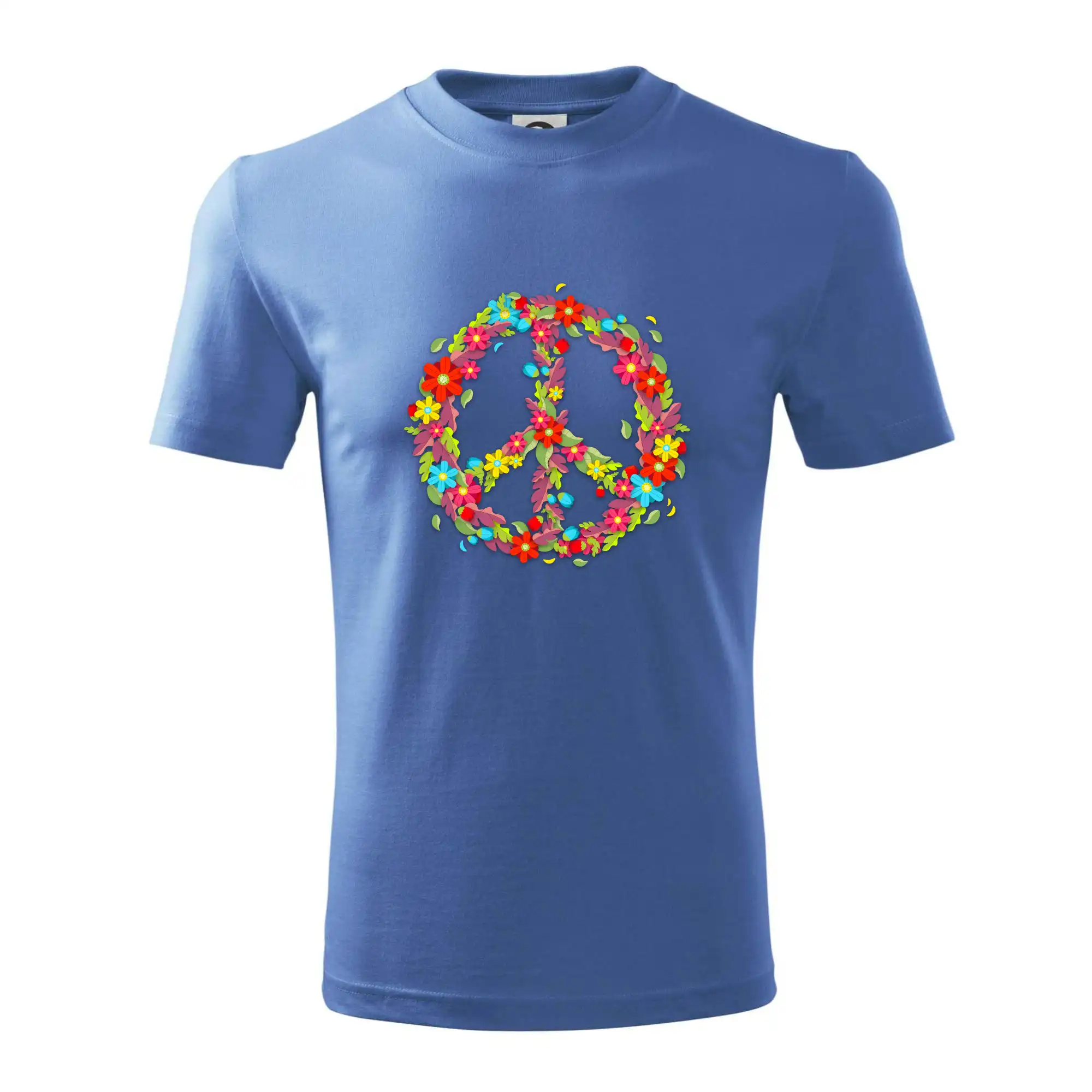 Tričká pre pohodový ľudí - Peace symbol červené kvety - Tričko detské bavlnené