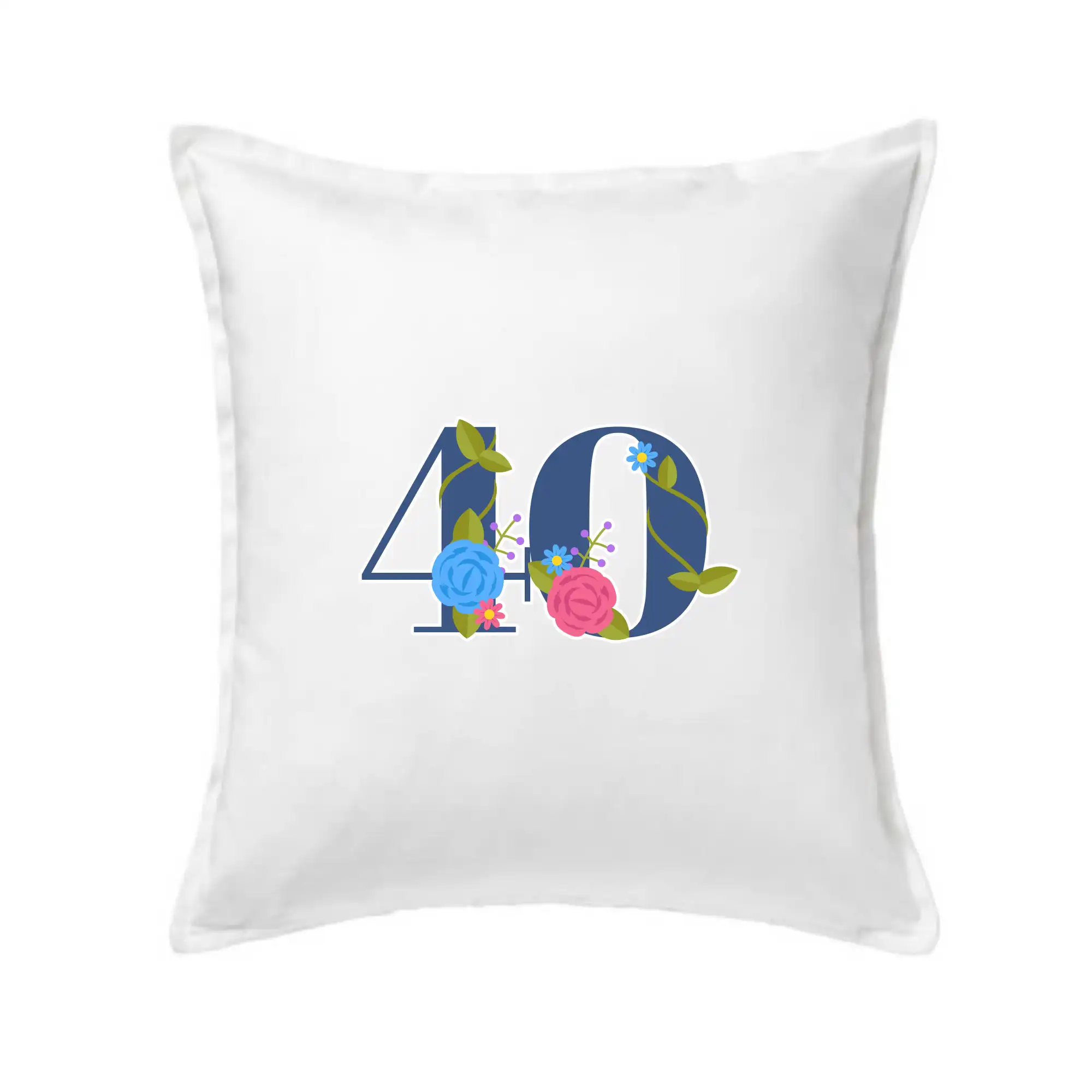 Tričko k štyridsiatke - Kvetinové číslo kreslené - 40 - Vankúš 50x50