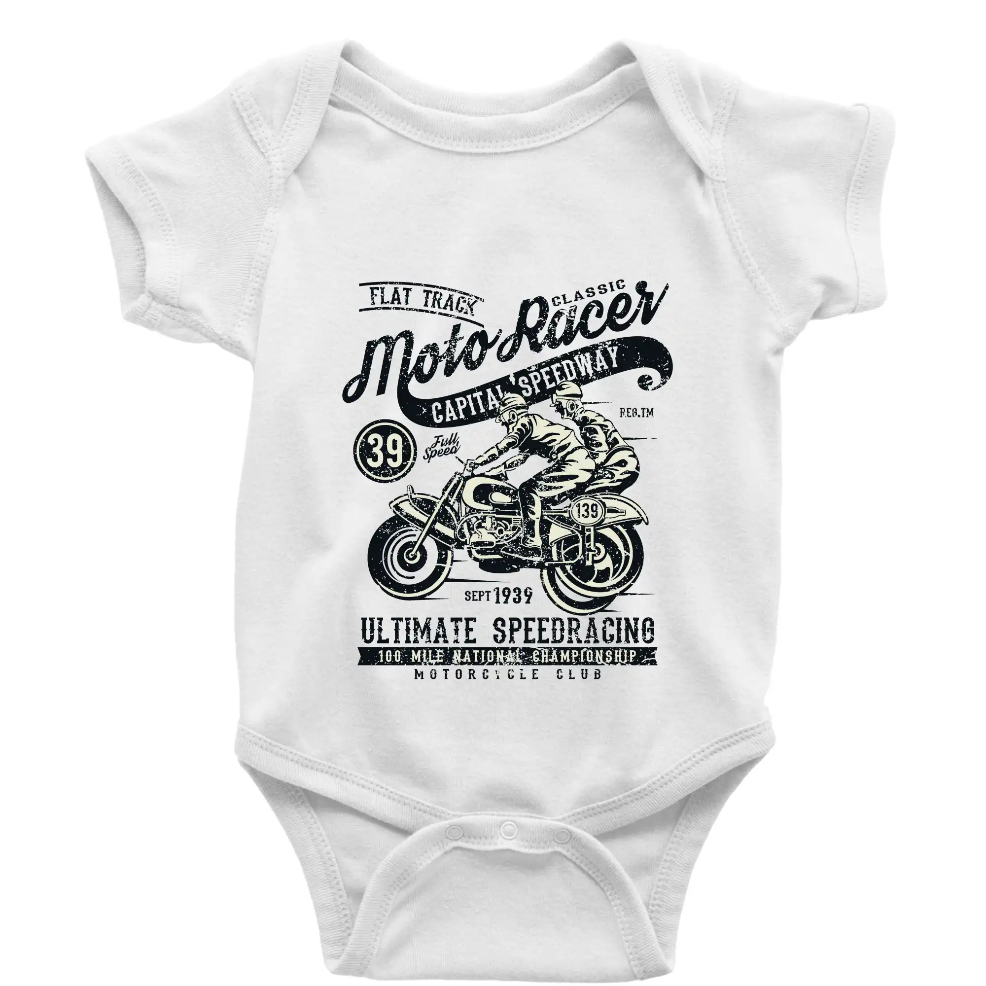 Tričká a mikiny s potlačou motoriek – pre pravých motorkárov - Moto Racer Classic - Body dojčenské s krátkym rukávom