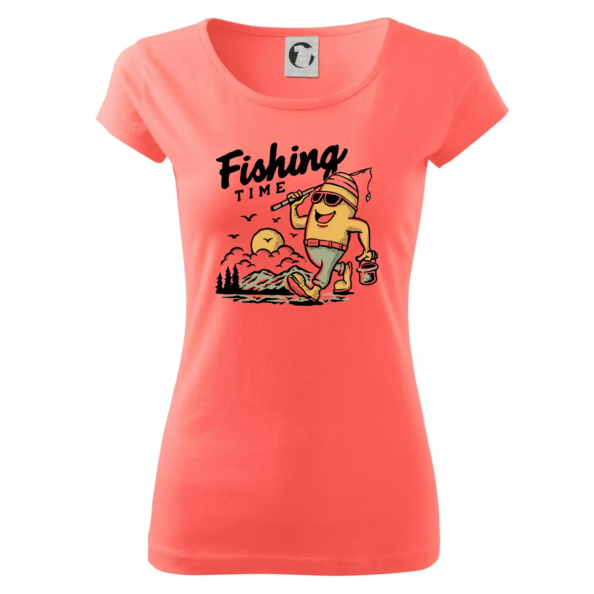 Tričká pre rybárov s potlačou - Fishing Time na výlete - Dámske tričko Pure