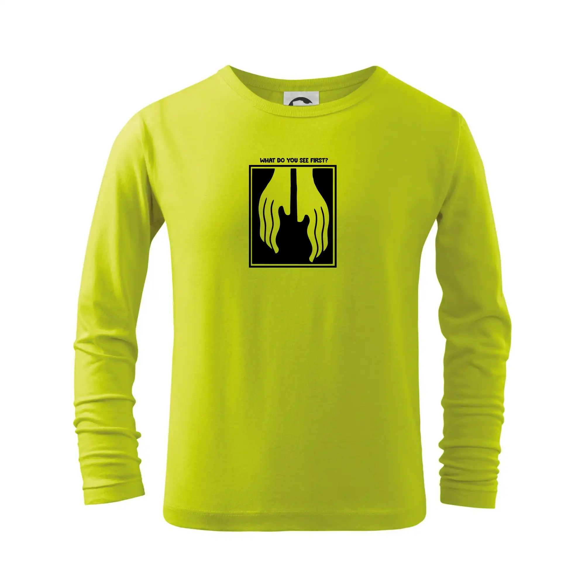 Grafické tričká - What do you see first? Gitara - Ruky - Tričko detské Long Sleeve